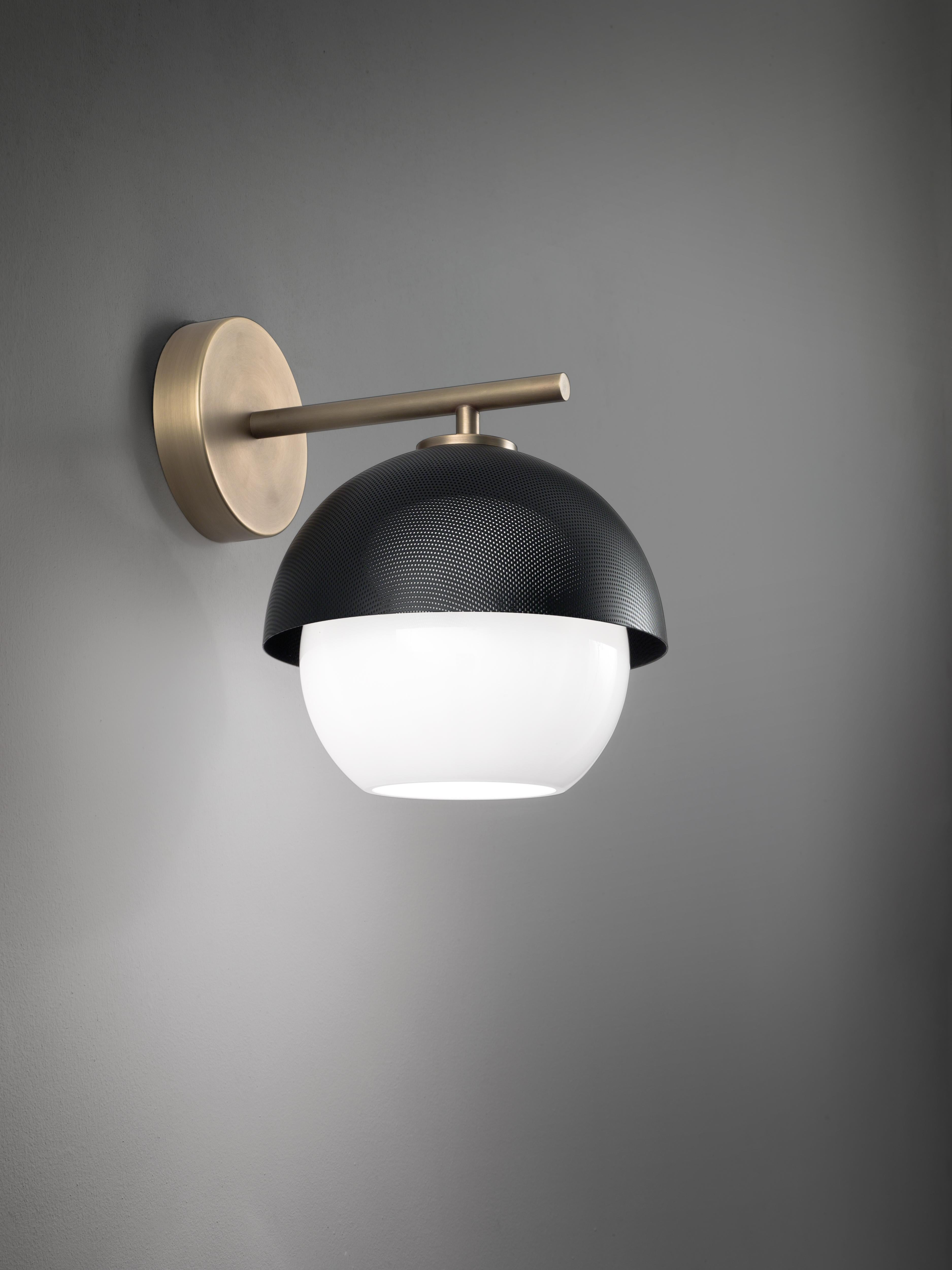 For Sale: Gray (Matte Black Nickel) VeniceM Urban Wall Sconce in Light Burnished Brass by Massimo Tonetto 3