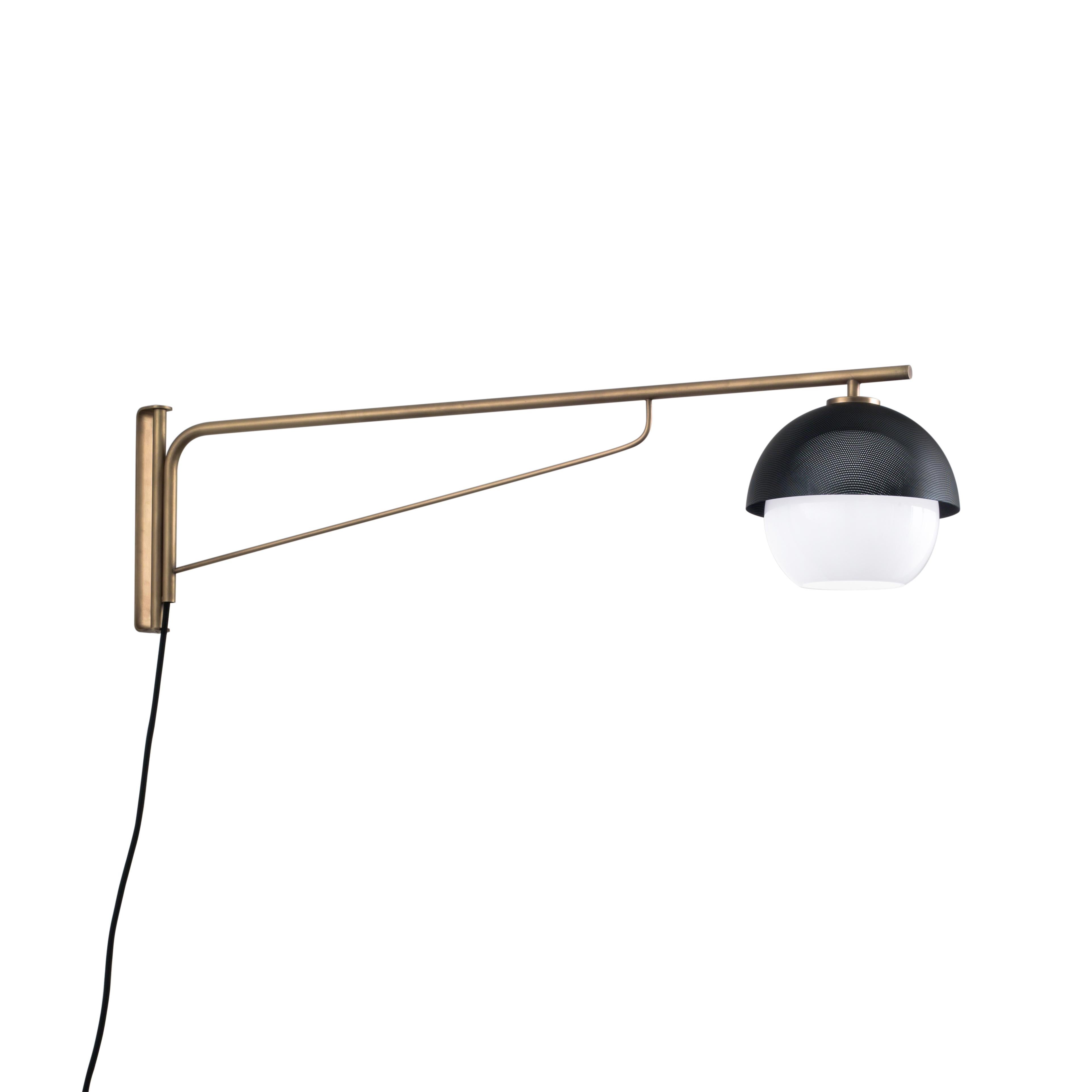 For Sale: Gray (Matte Black Nickel) VeniceM Urban Turn Arm Wall Light in Light Burnished Brass by Massimo Tonetto 2