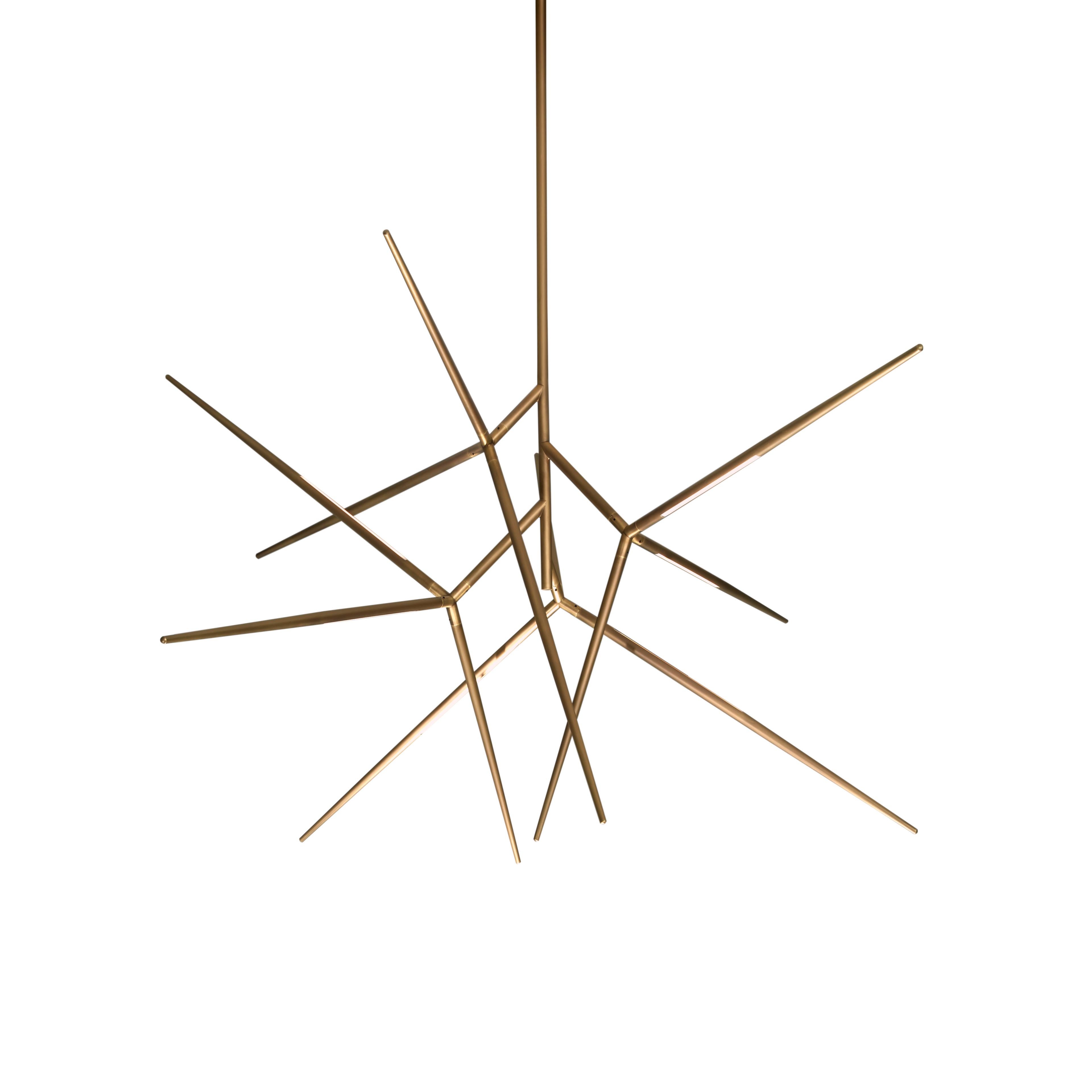 For Sale: Brown (Light Burnished Brass) VeniceM Spear Chandelier by Massimo Tonetto