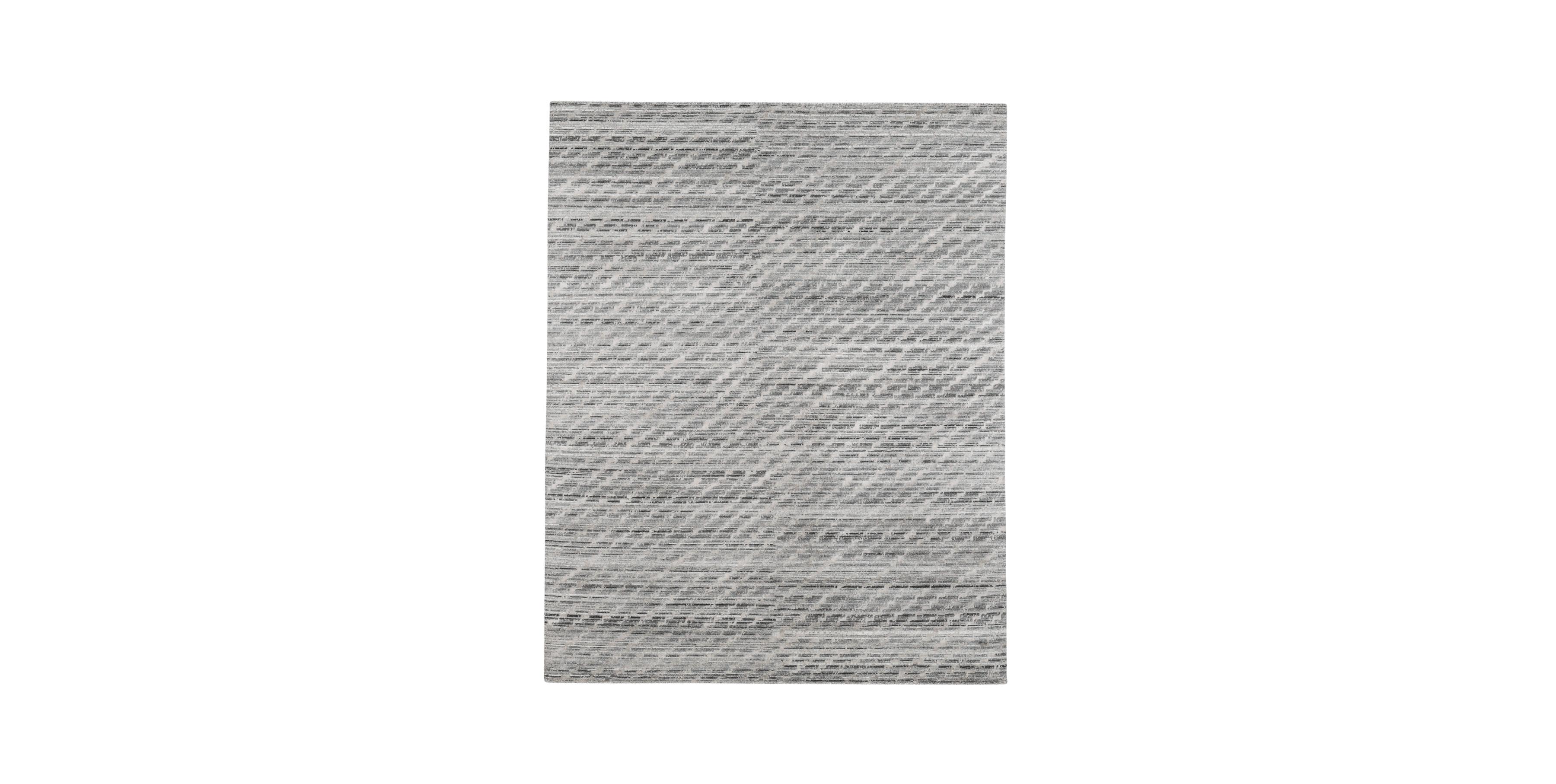 For Sale: Gray (Zalah Graphite) Ben Soleimani Zalah Rug– Hand-knotted Tibetan Weave Chevron Fog 10'x14'
