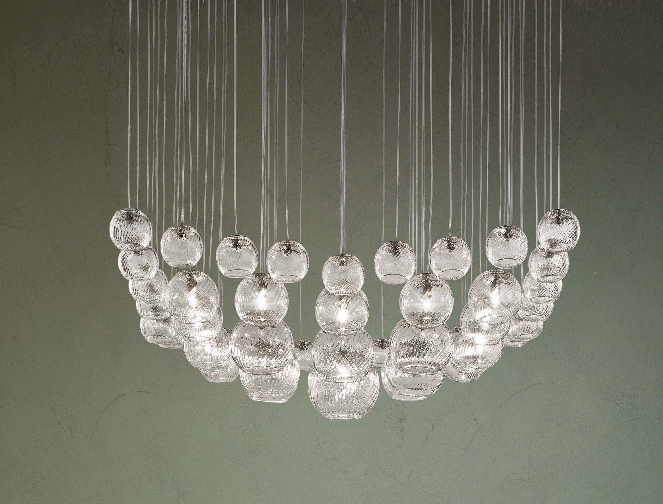For Sale: Clear (Crystal and Stripped Glass) Vistosi Oto SP SUR Suspension Light by Pio e Tito Toso 2