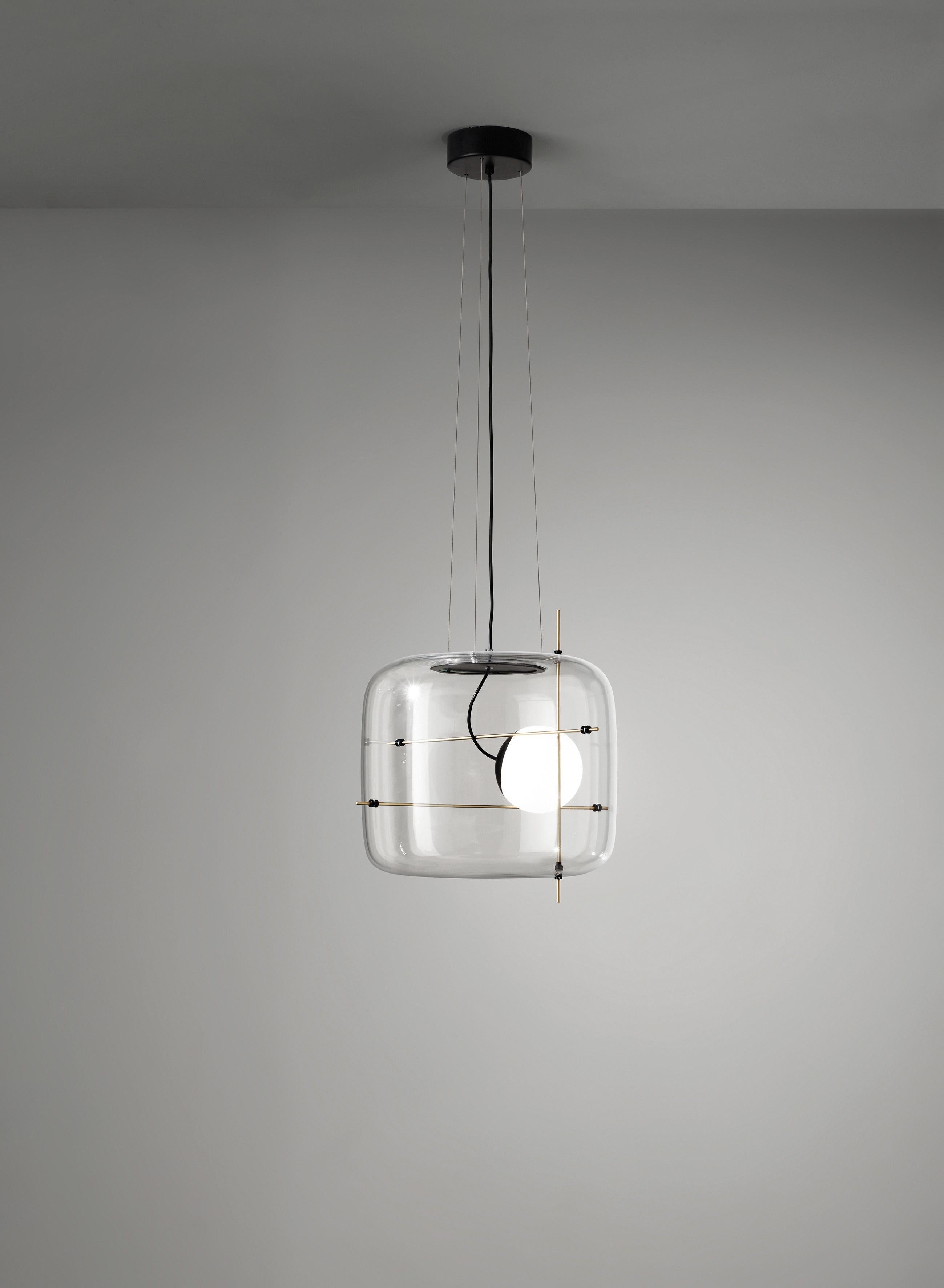 For Sale: Brown (Crystal and Antique Brass) Vistosi LED Plot SP Suspension Light by Chiaramonte & Marin 2