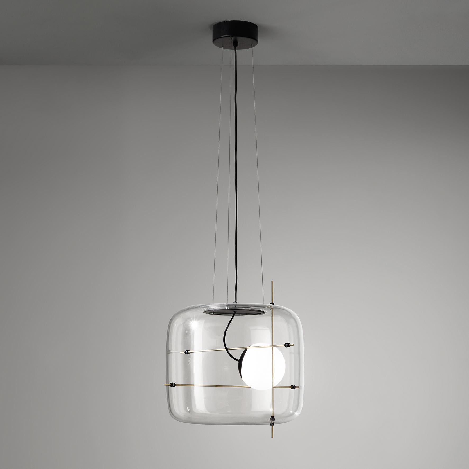 For Sale: Brown (Crystal and Antique Brass) Vistosi LED Plot SP Suspension Light by Chiaramonte & Marin 3