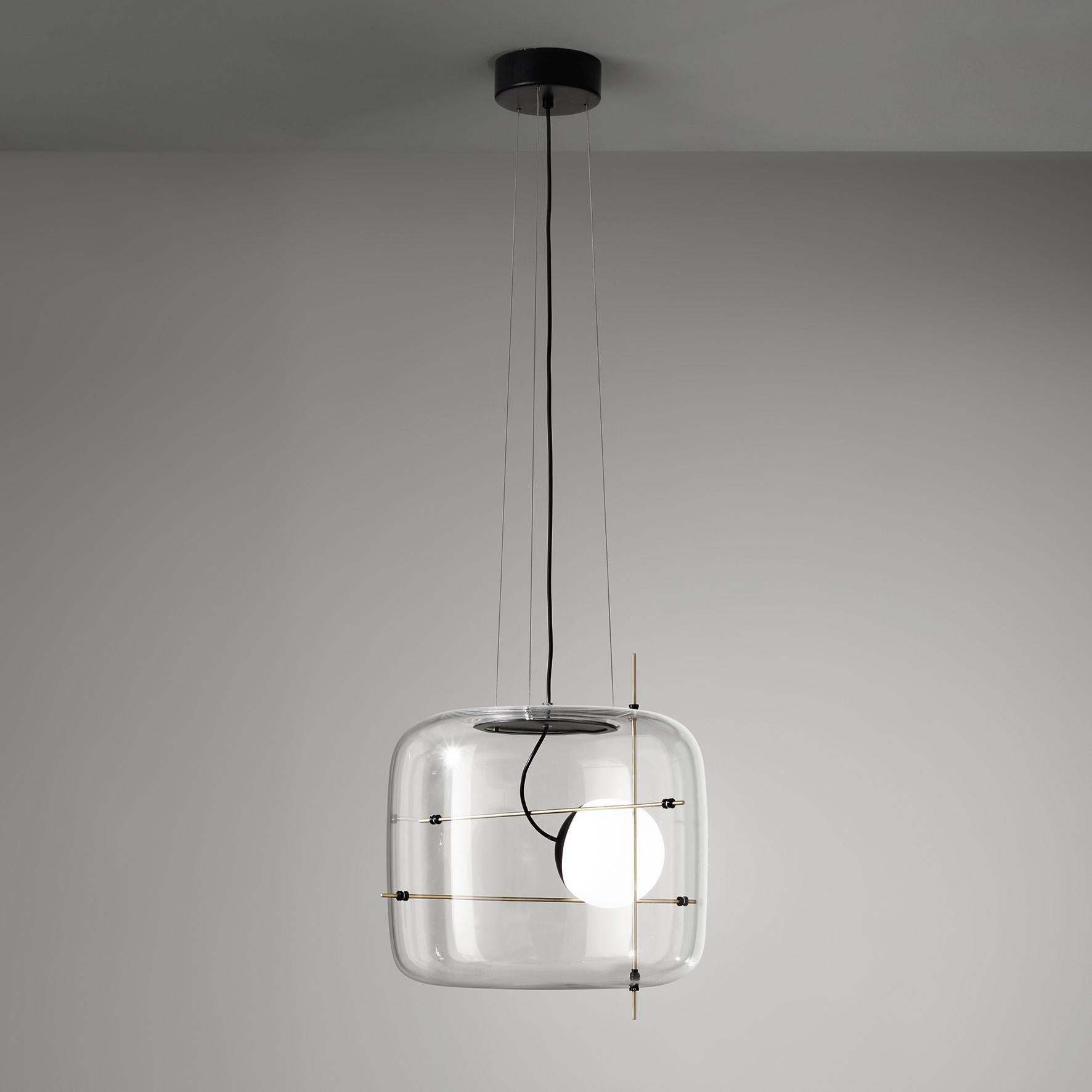 in vendita: Brown (Crystal and Antique Brass) Vistosi LED Plot SP Sospensione di Chiaramonte & Marin 3