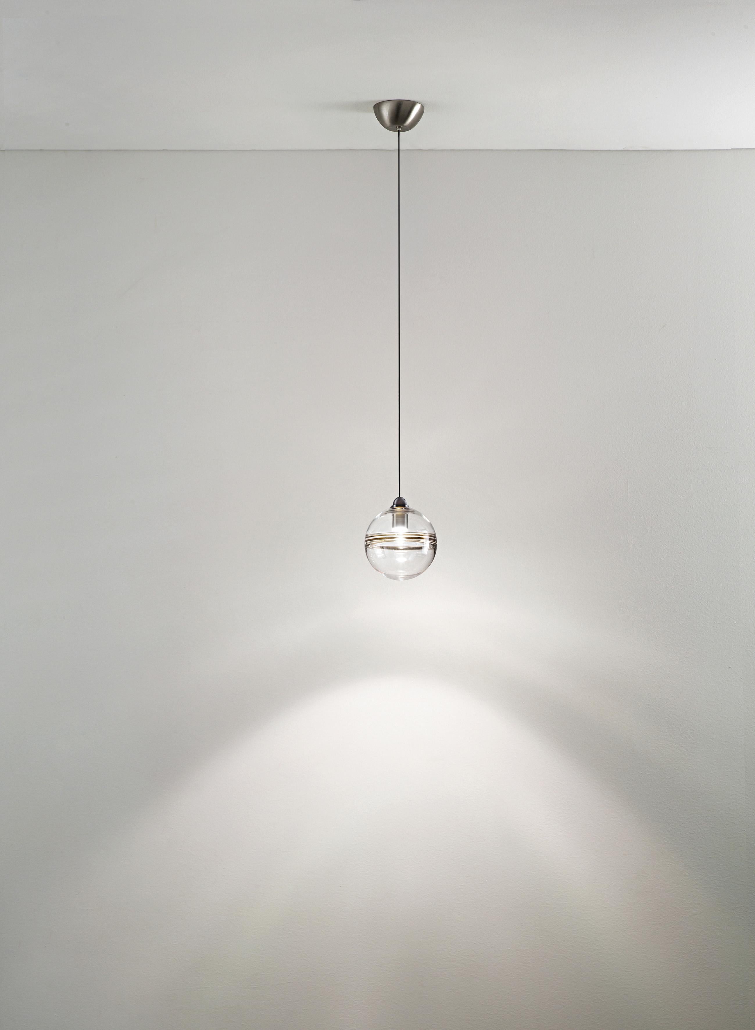 Green (Crystal and Old Green) LED Oro SP P Suspension Light with Nickel Frame by Vistosi 2