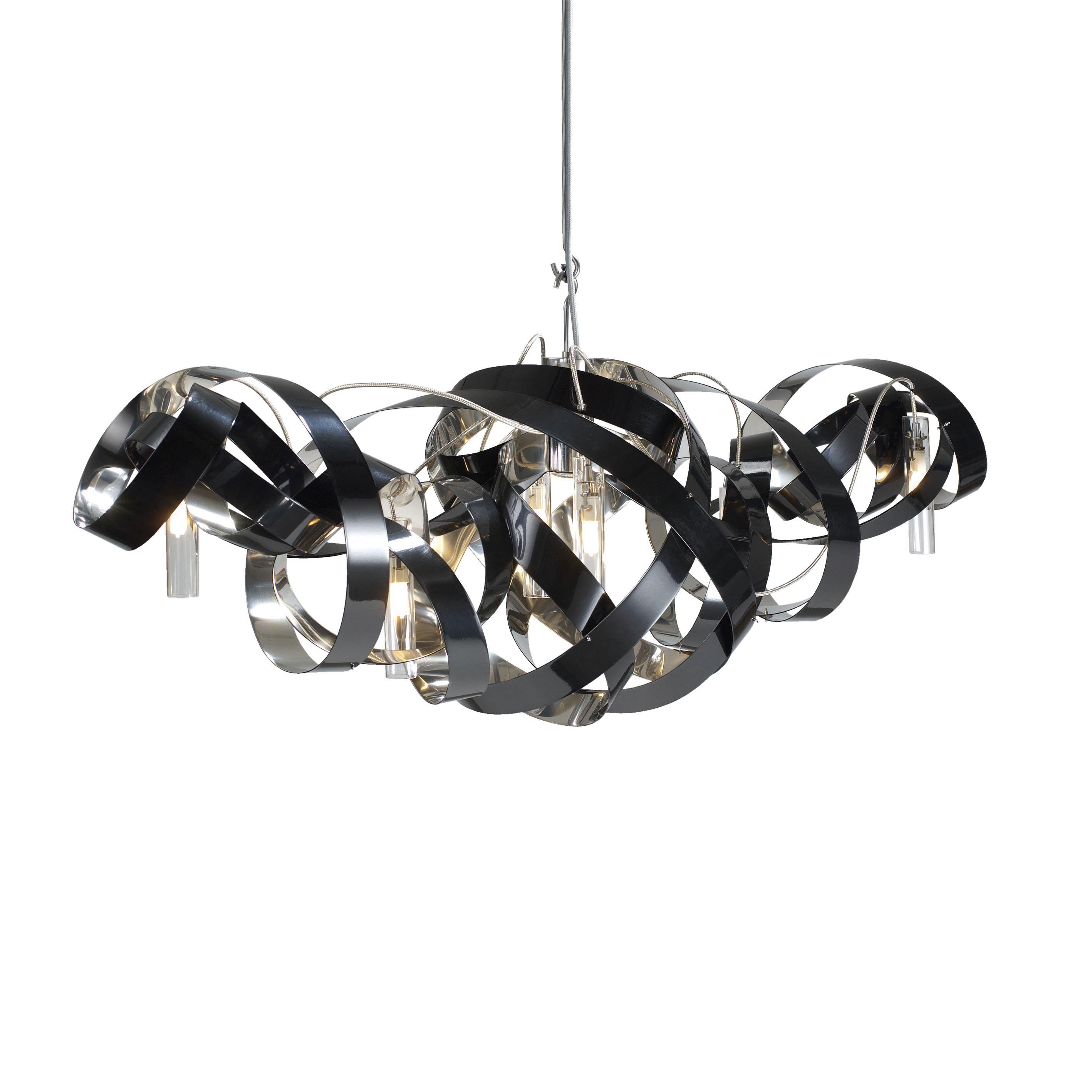 For Sale: Black (High Gloss Black) Jacco Maris LED Montone Oval Six Light Pendant