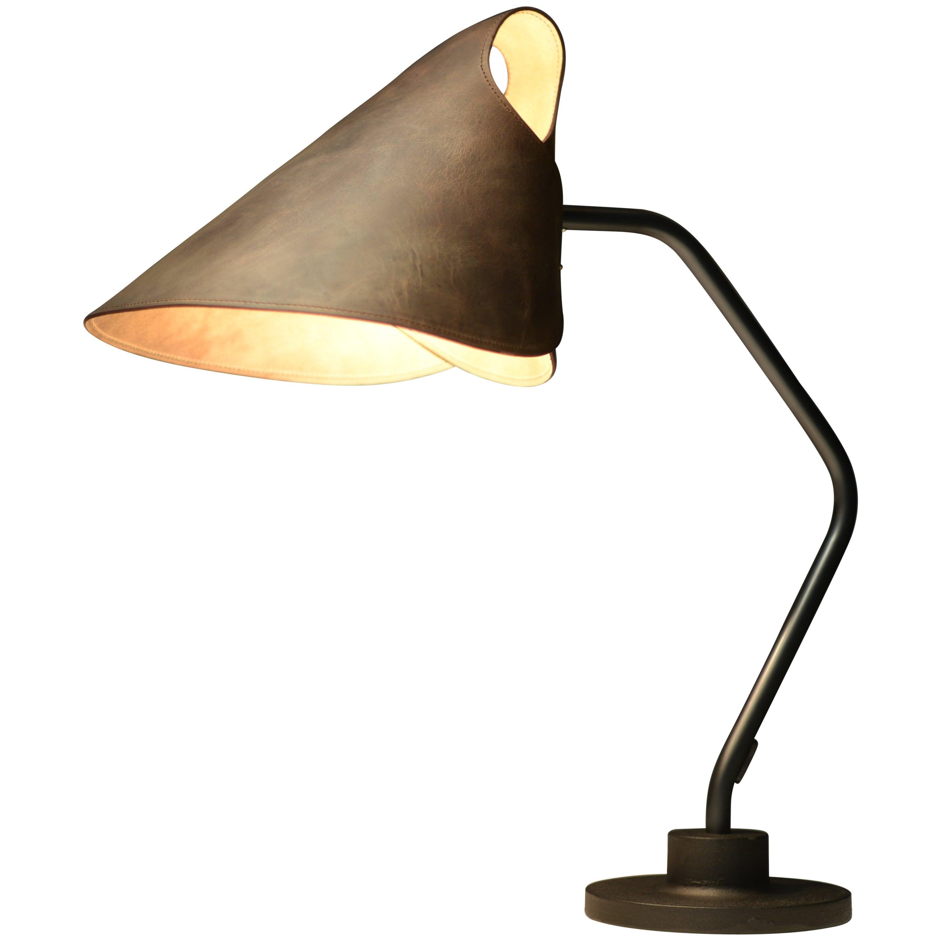 For Sale: Red (Steel/Cognac) Jacco Maris LED Mrs.Q Table Lamp in Coated Steel