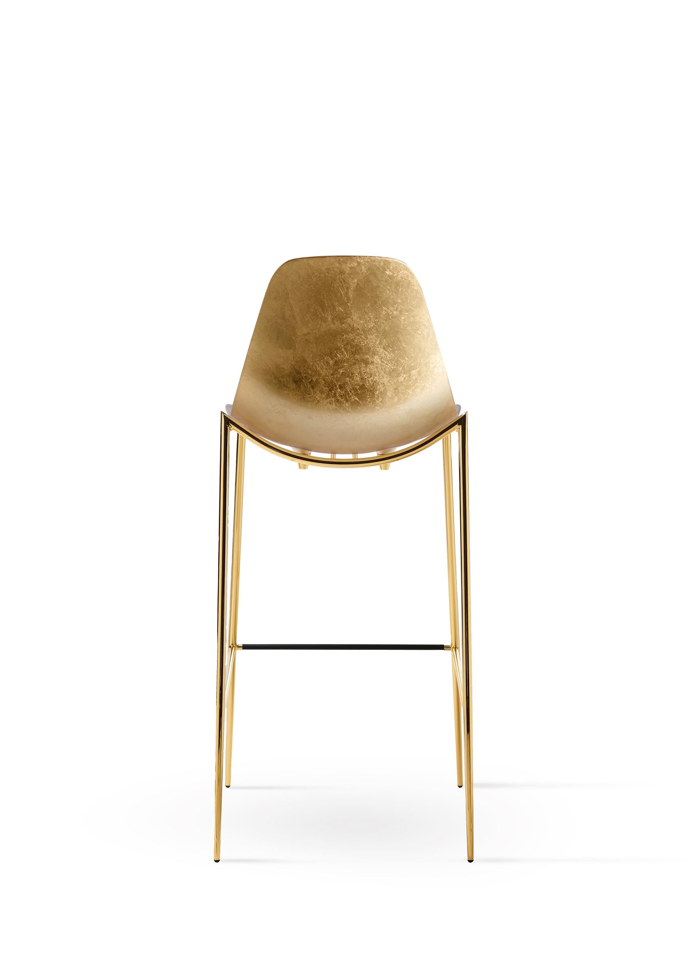 En vente : Gold (Gold Leaf with Gold Structure) Avis Ciatti Tabouret de bar haut Mammamia