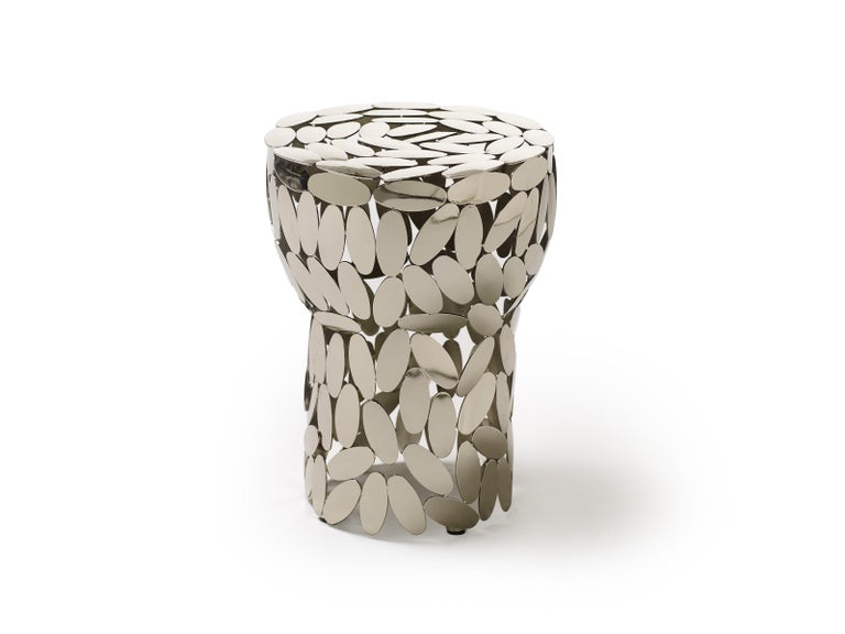 For Sale: Silver (Nickel) Opinion Ciatti Foliae Sculptural Stool