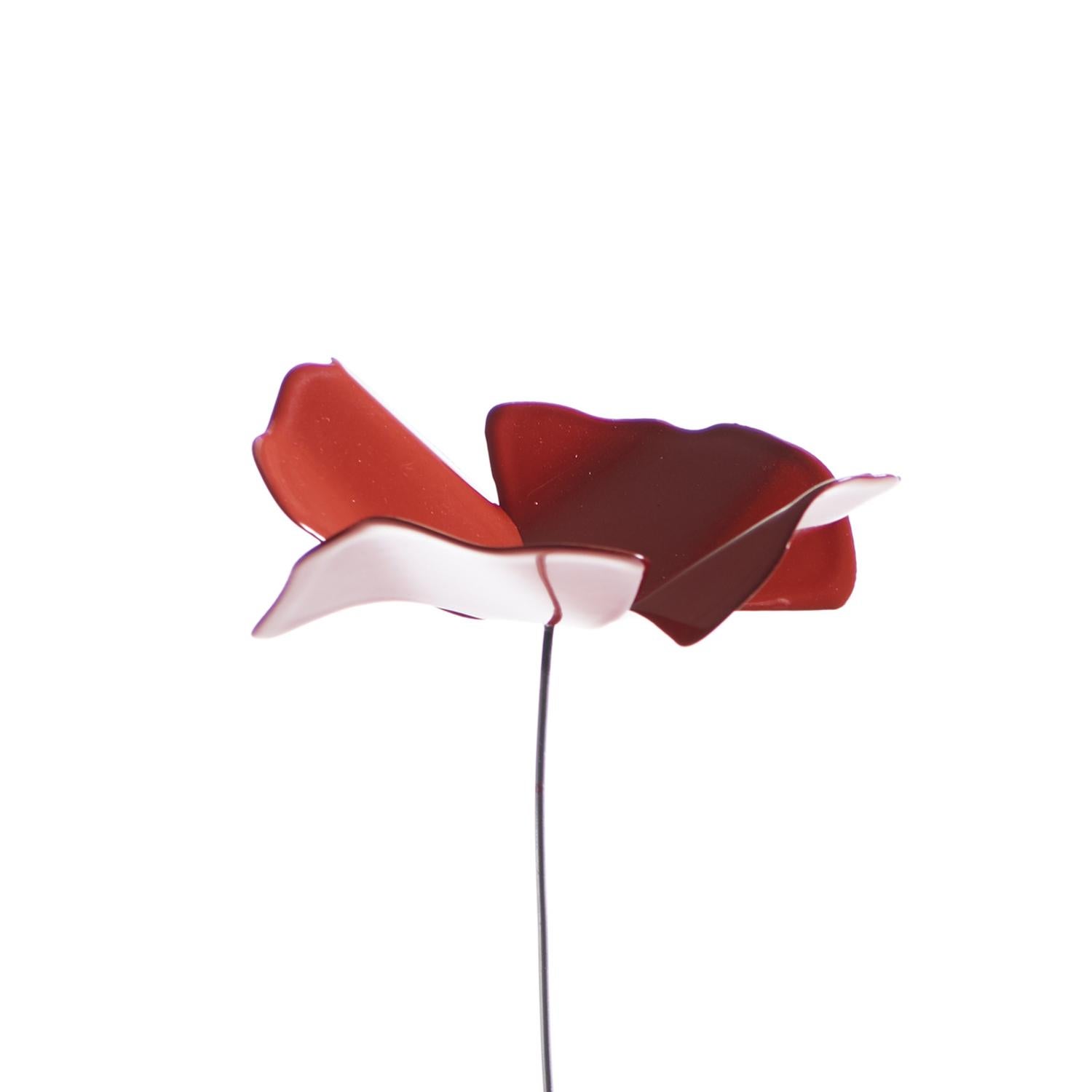 For Sale: Multi (Red Flower with Stainless Steel Base and Stem) Opinion Ciatti Papavero Delicato Large Table Decoration 2