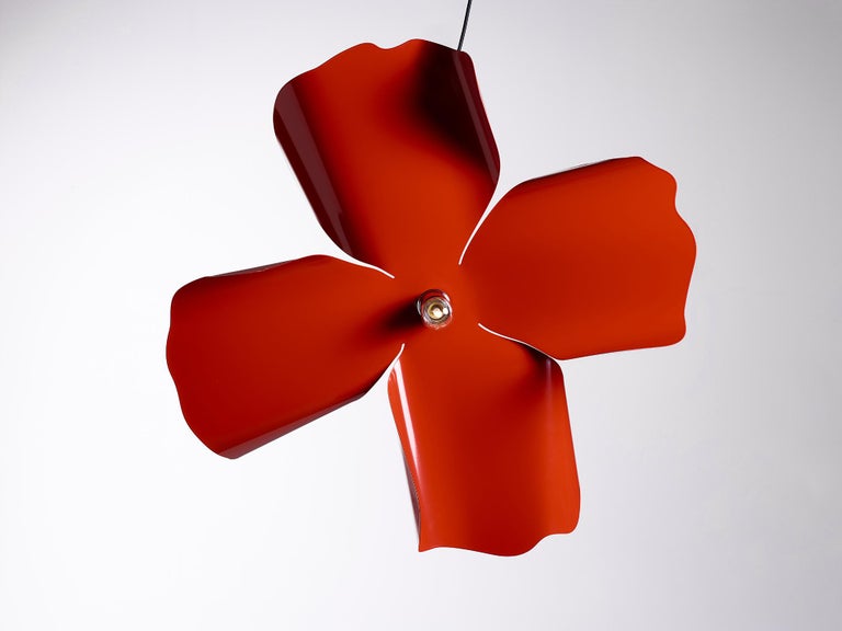 For Sale: Red (Glossy Red Lacquered) Opinion Ciatti Papavero Raggiante Large Pendant Lamp 2