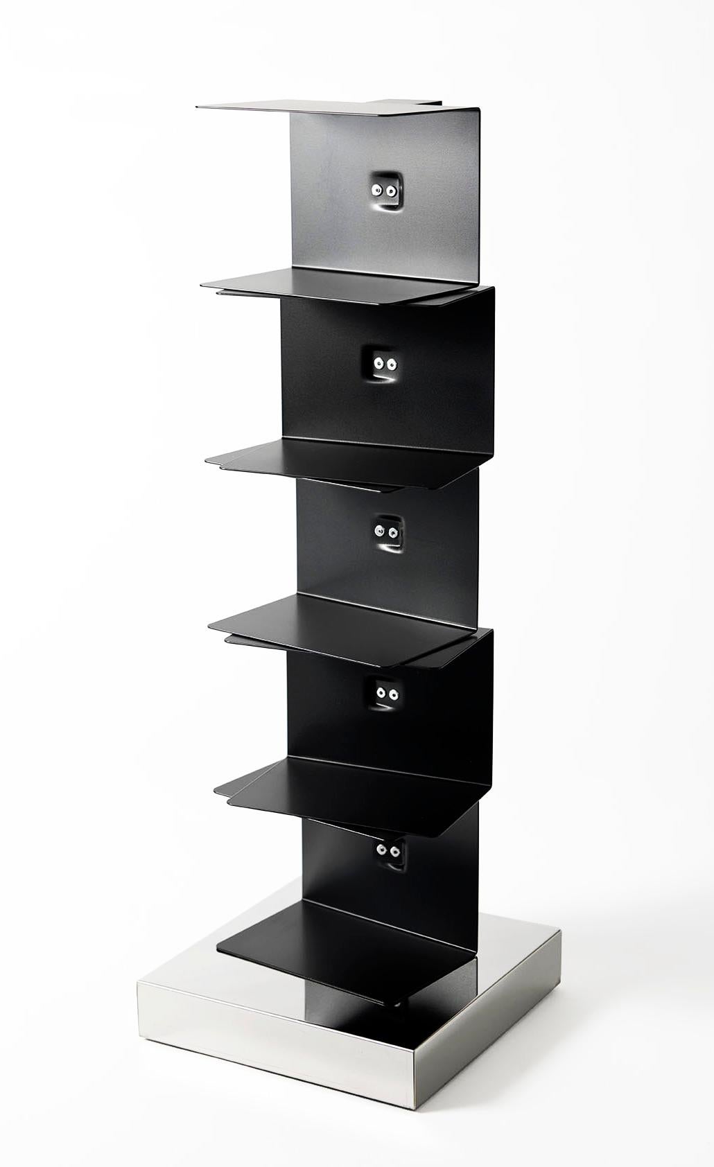 For Sale: Black (Black with Stainless Steel Base) Opinion Ciatti Original Ptolomeo Small Bookcase 2