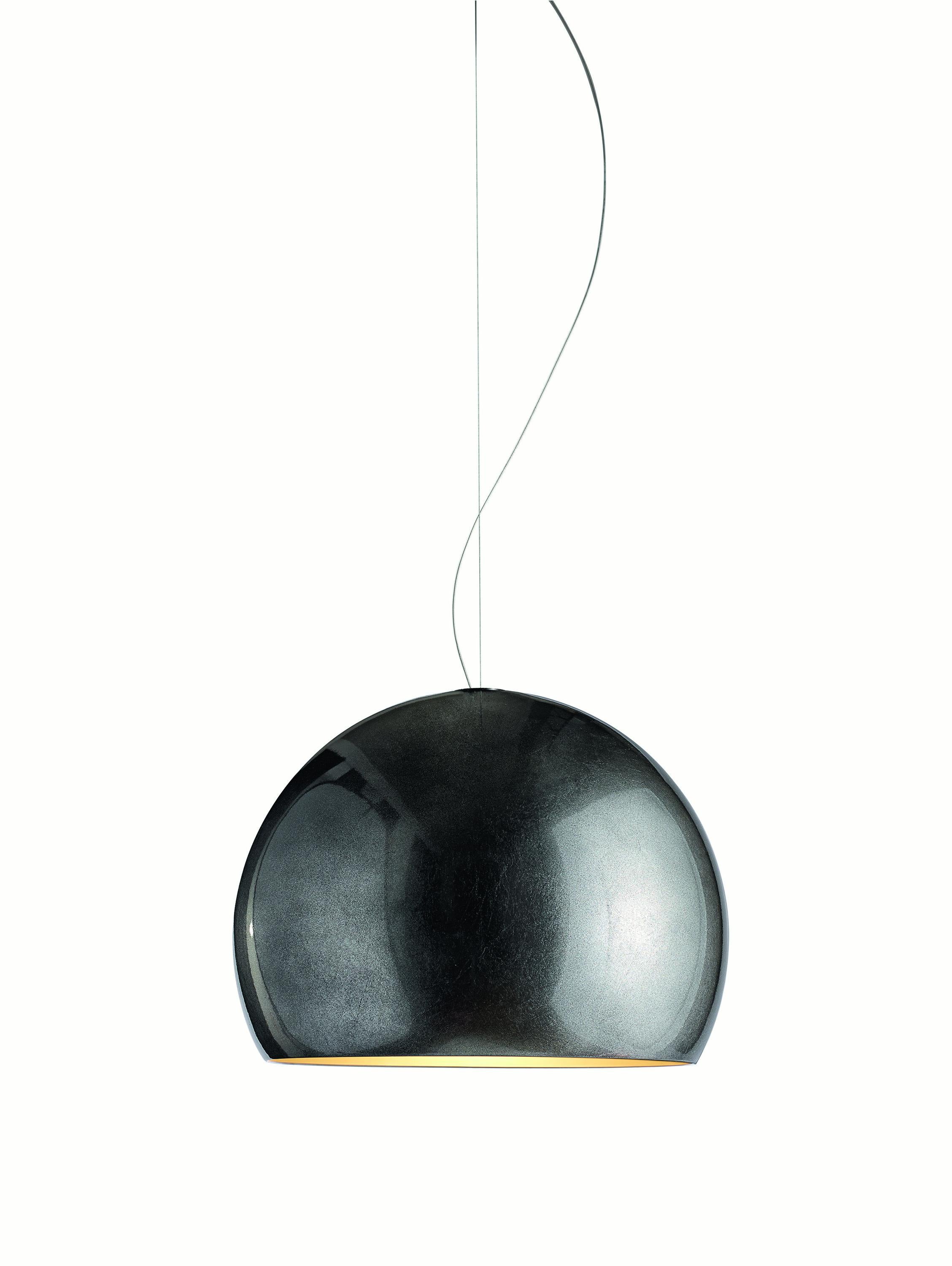 For Sale: Black (Black Leaf Exterior with Silver Painted Interior) Opinion Ciatti LAlampada Medium Pendant Lamp