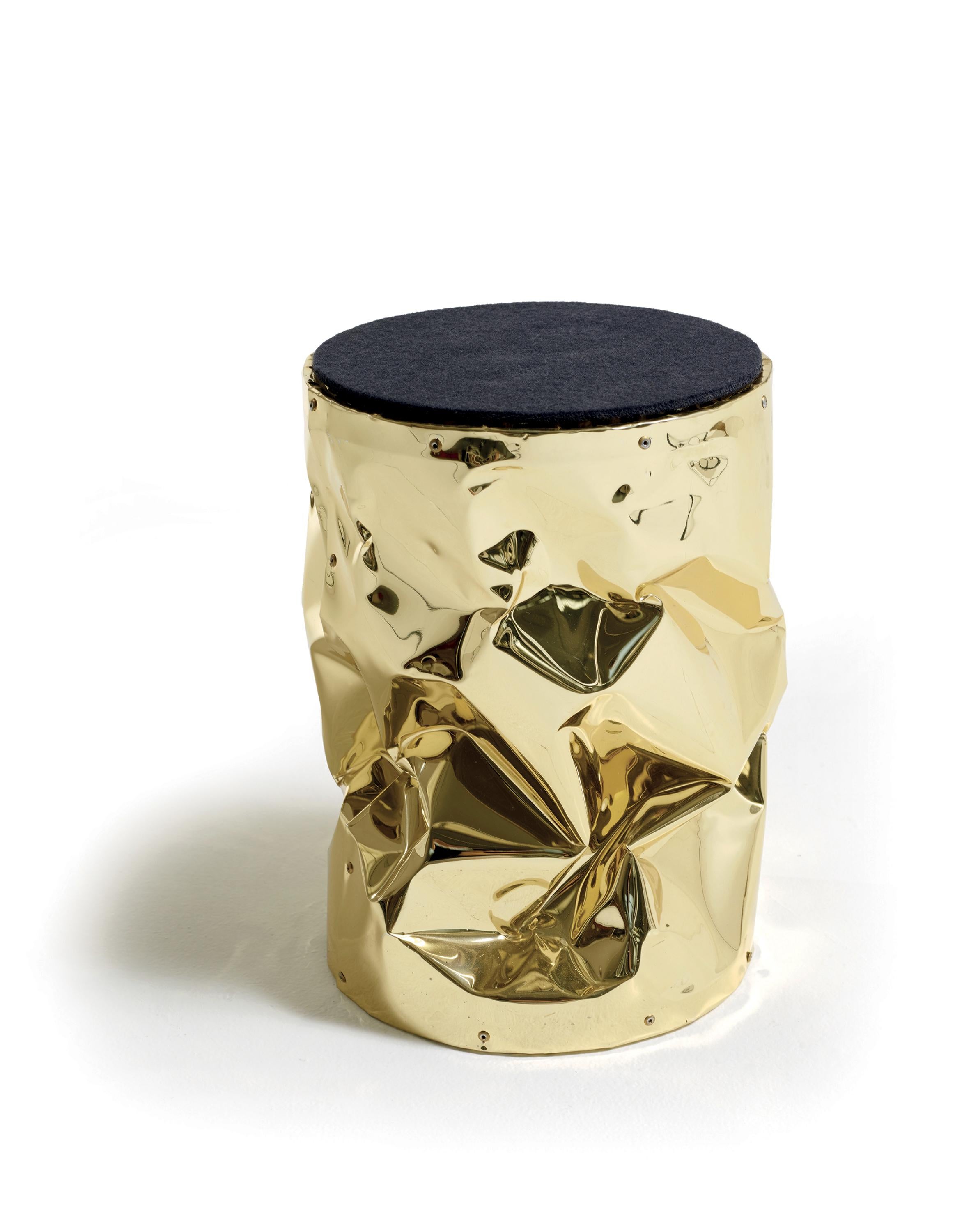 En vente : Gold (Hand-Wrinkled Gold) Avis Ciatti Tab.u Petit tabouret 2