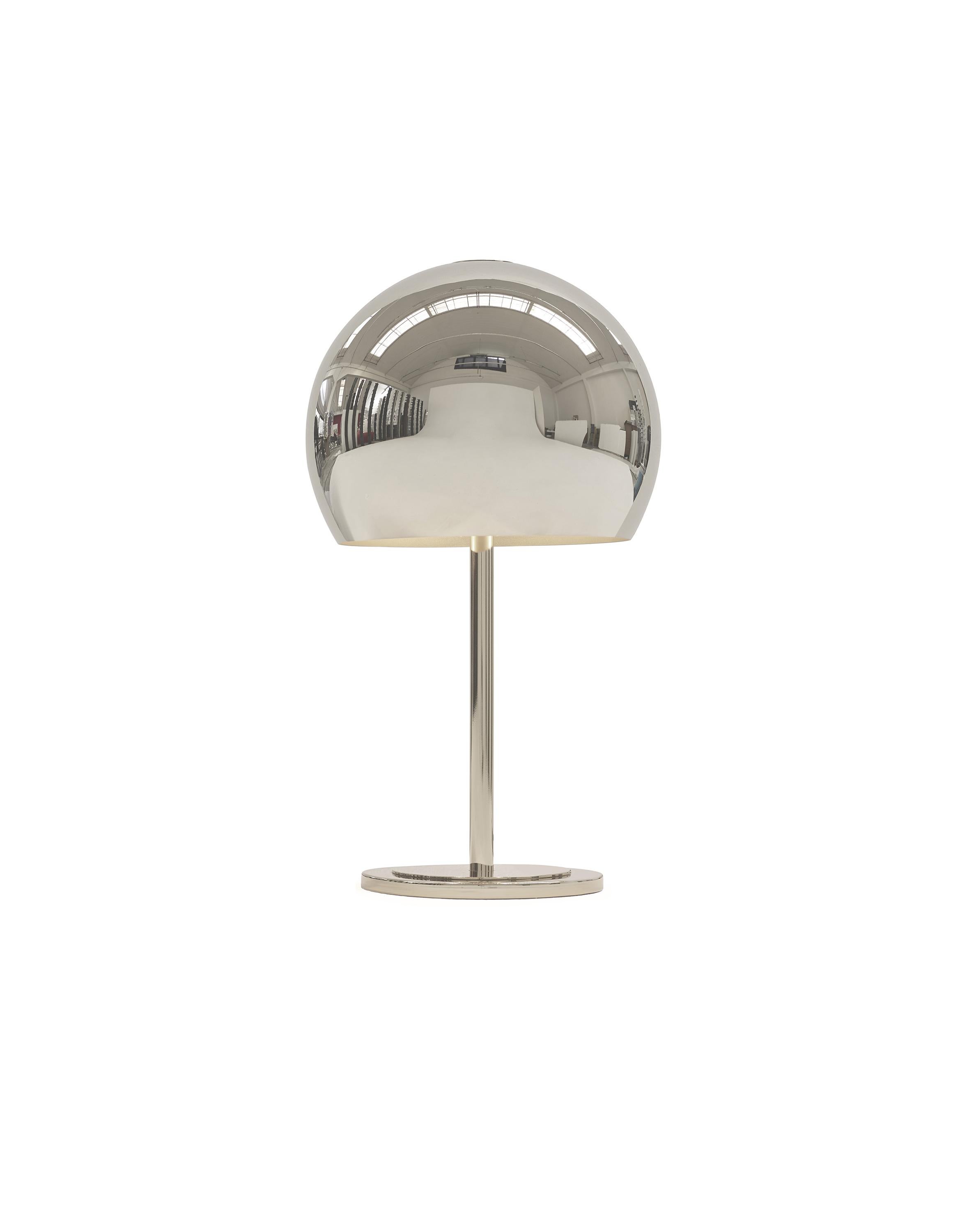 For Sale: Silver (Chrome Exterior with Silver Painted Interior) Opinion Ciatti LAlampada Small Table Lamp