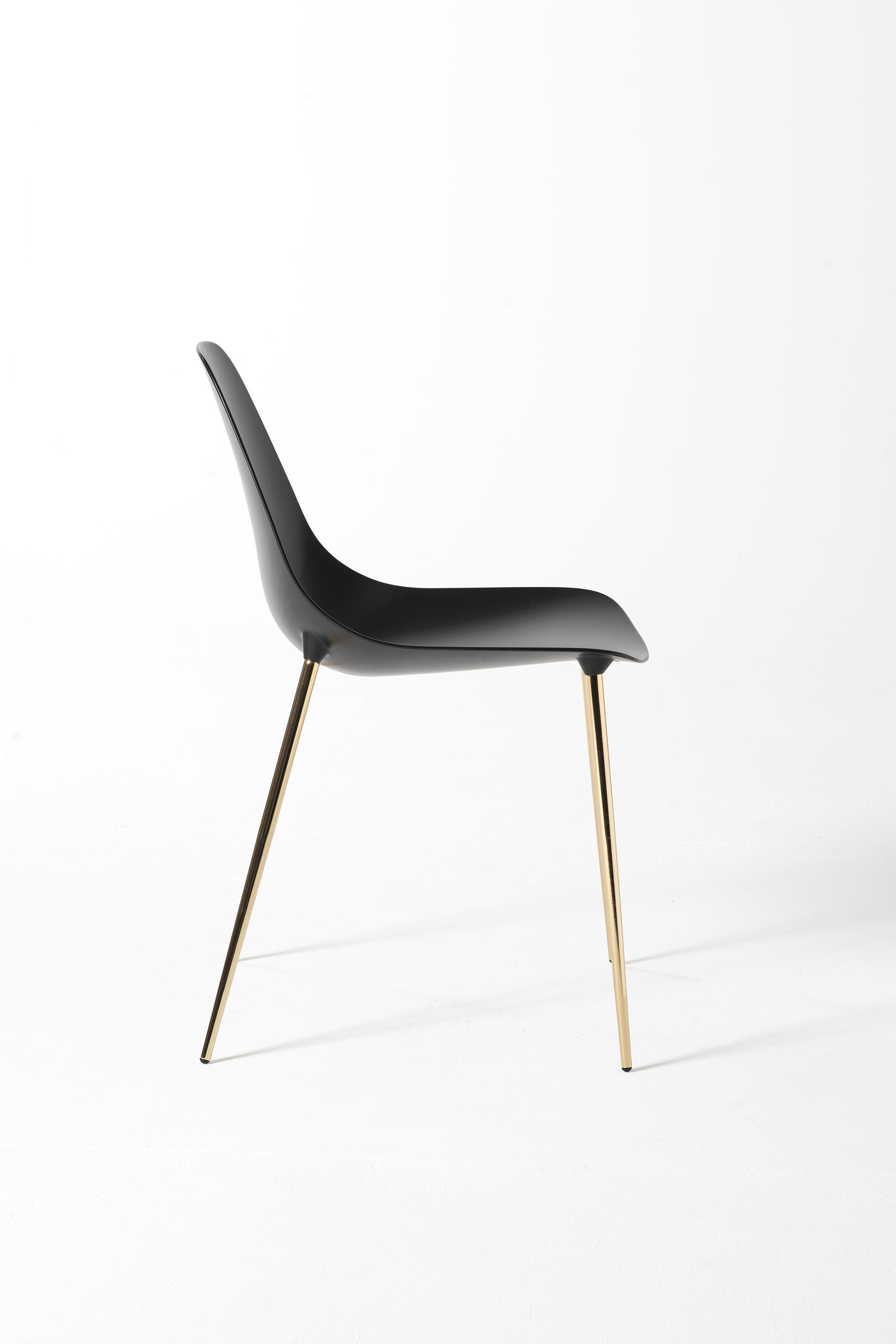 For Sale: Black (Black with Gold Structure) Opinion Ciatti Mammamia Non Stackable Chair, Set of 2 2