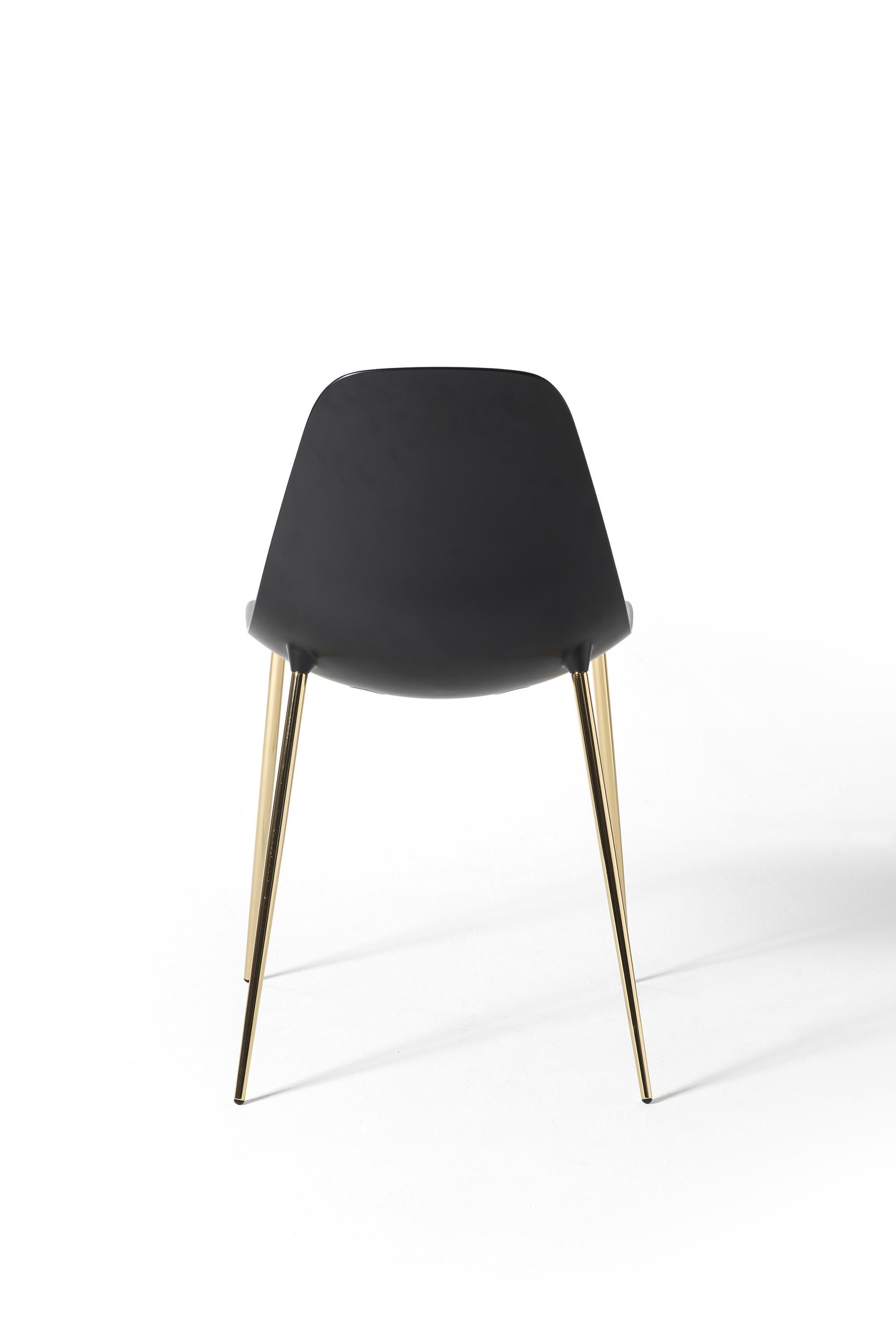 For Sale: Black (Black with Gold Structure) Opinion Ciatti Mammamia Non Stackable Chair, Set of 2 3