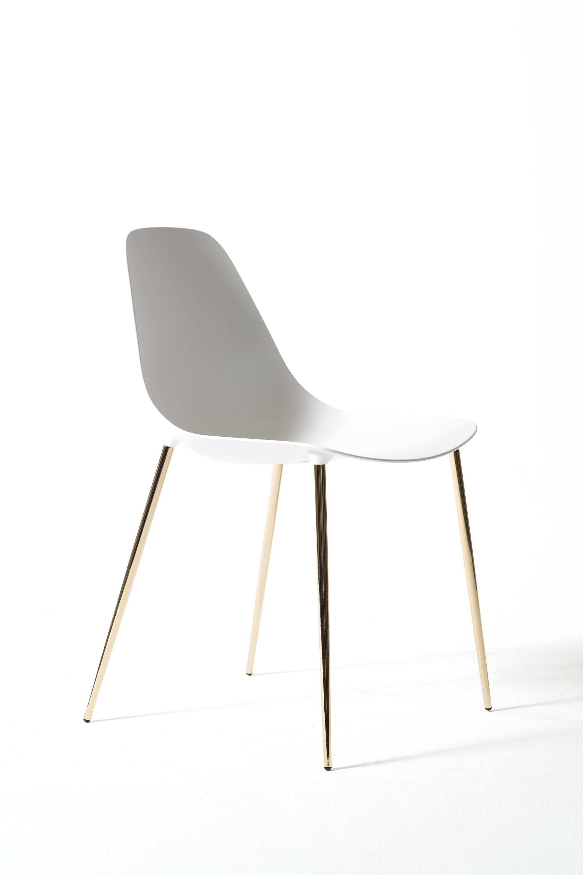 For Sale: White (White with Gold Structure) Opinion Ciatti Mammamia Non Stackable Chair, Set of 2