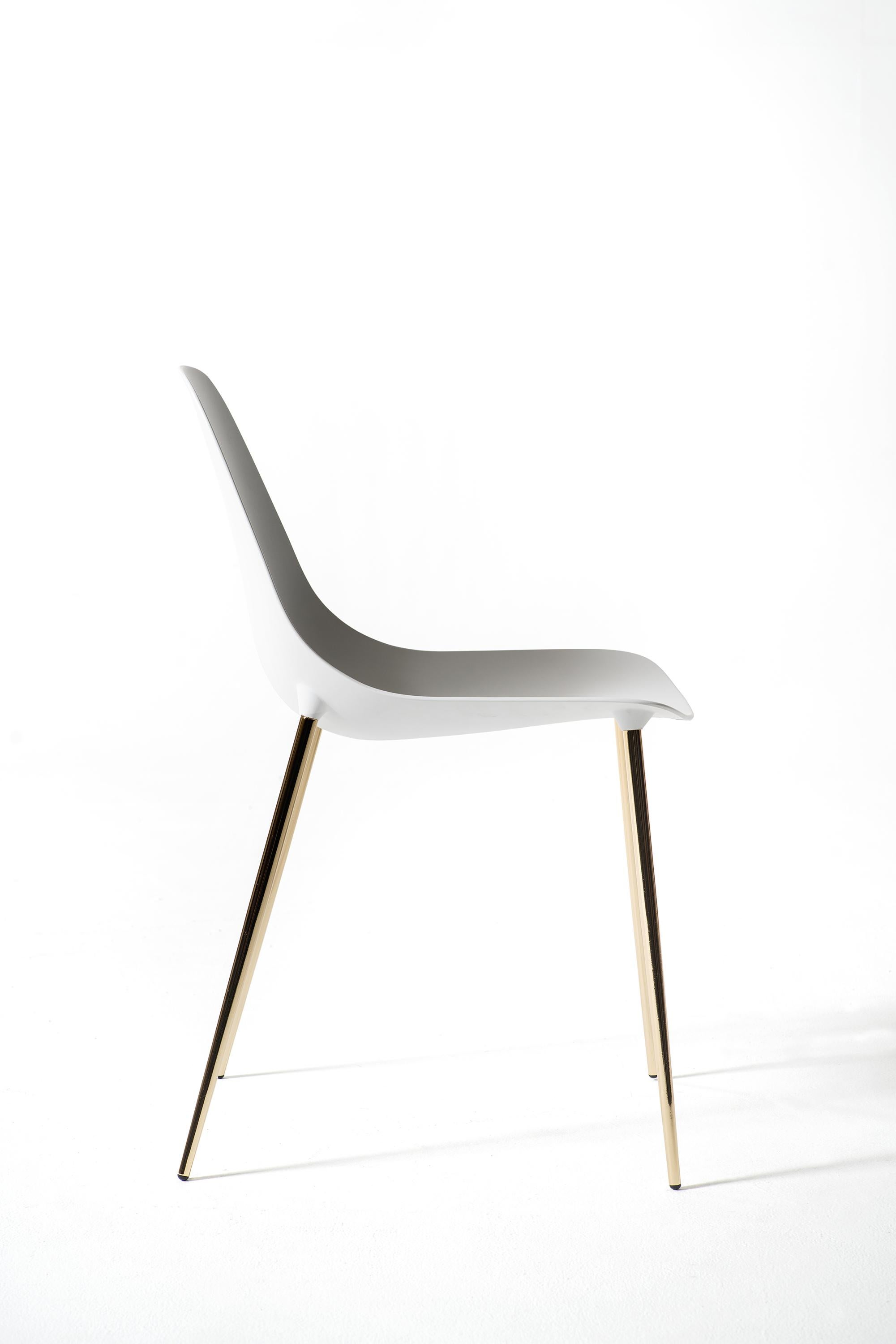 For Sale: White (White with Gold Structure) Opinion Ciatti Mammamia Non Stackable Chair, Set of 2 2