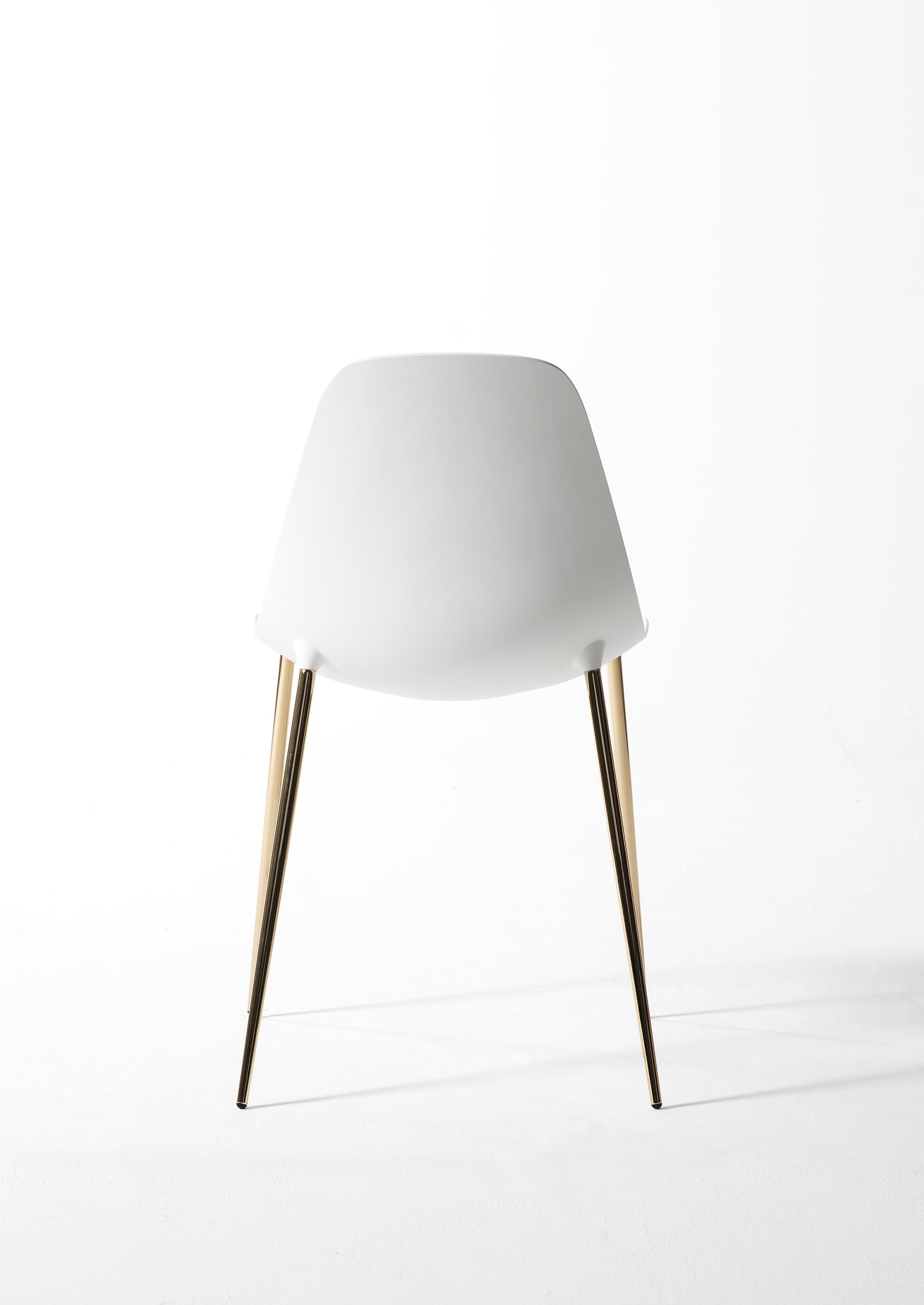 For Sale: White (White with Gold Structure) Opinion Ciatti Mammamia Non Stackable Chair, Set of 2 3