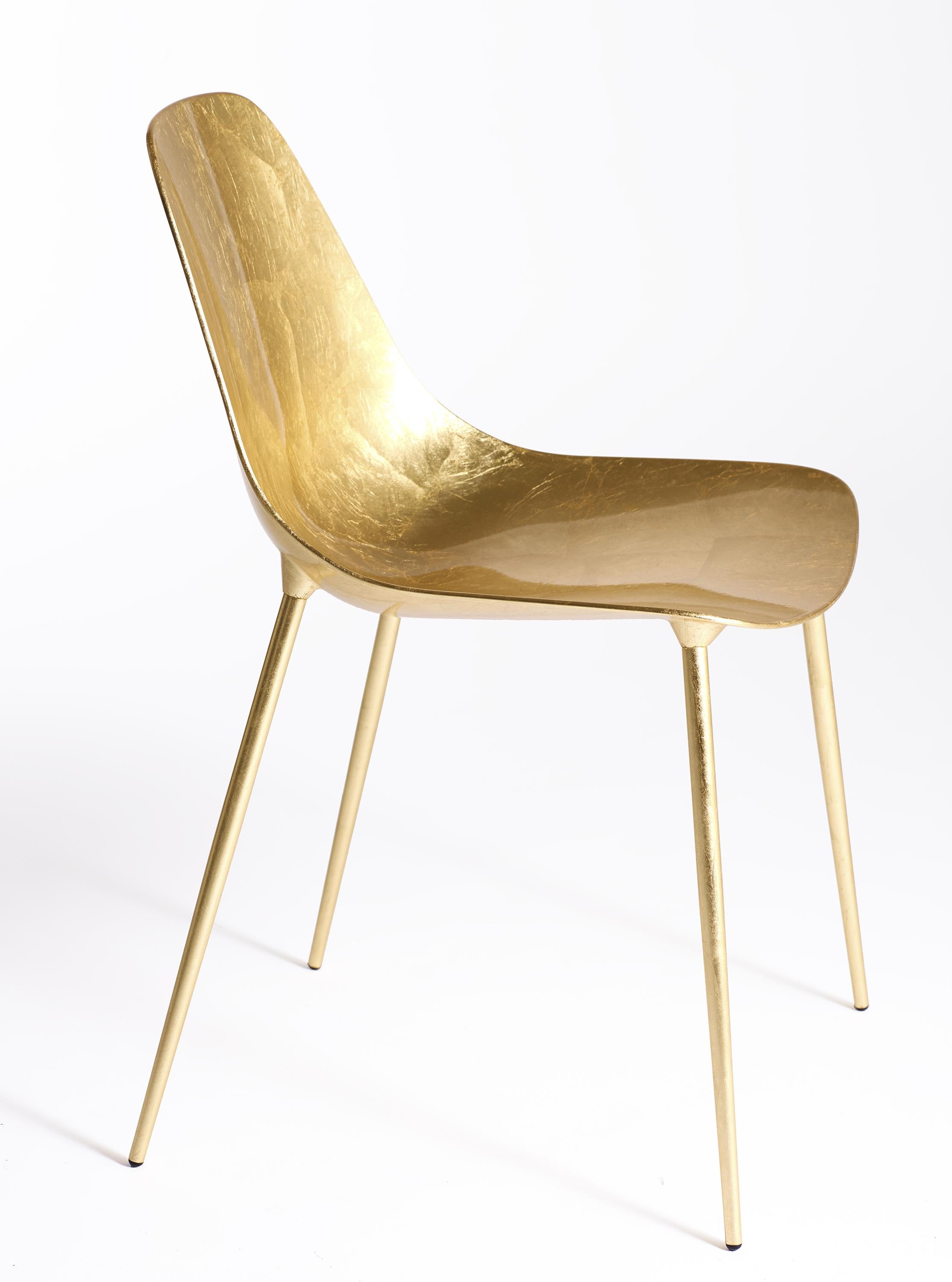 For Sale: Gold (Gold Leaf) Opinion Ciatti Mammamia Non Stackable Chair, Set of 2