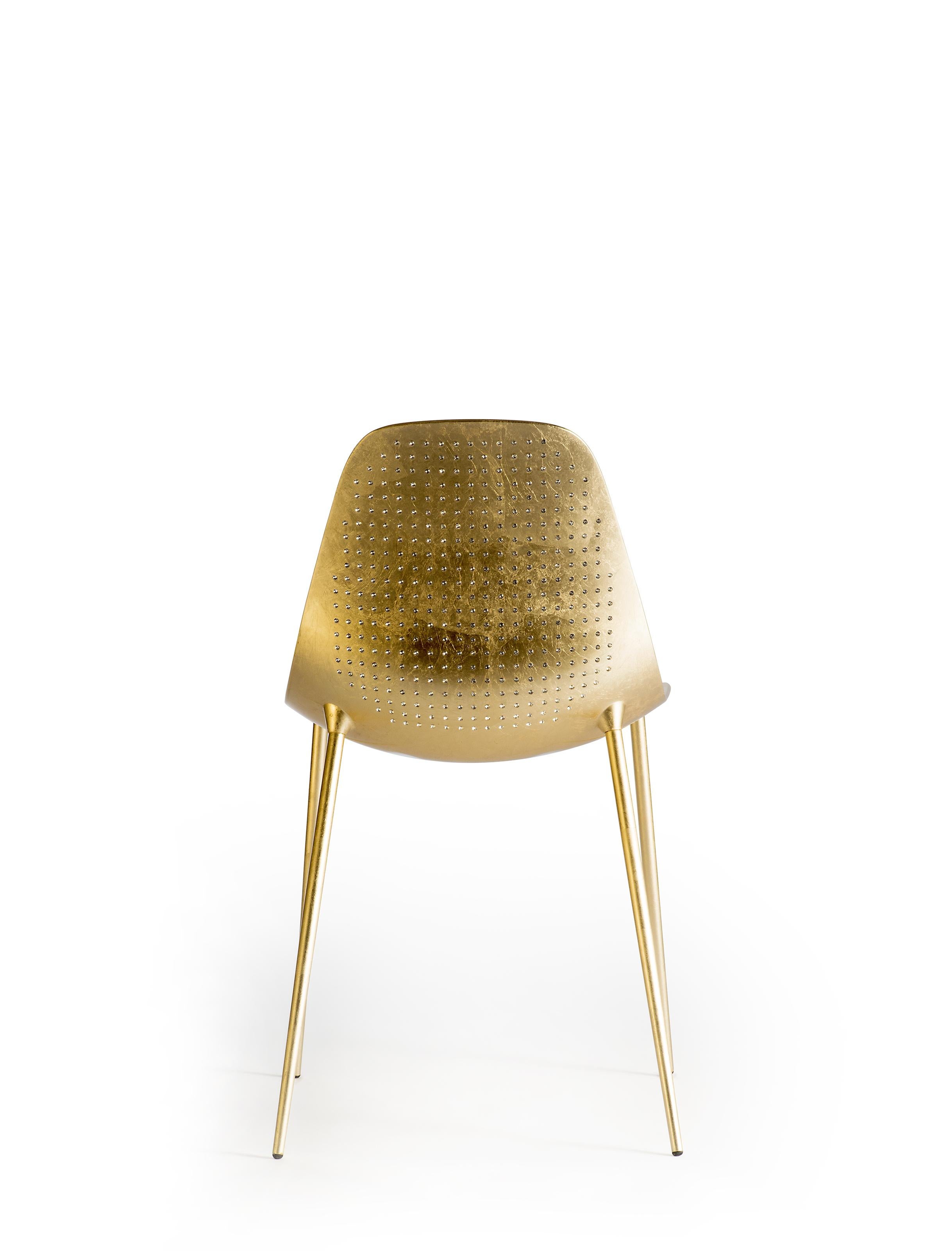 For Sale: Gold (Gold Leaf with Diamonds) Opinion Ciatti Mammamia Diamond Non Stackable Chair 2