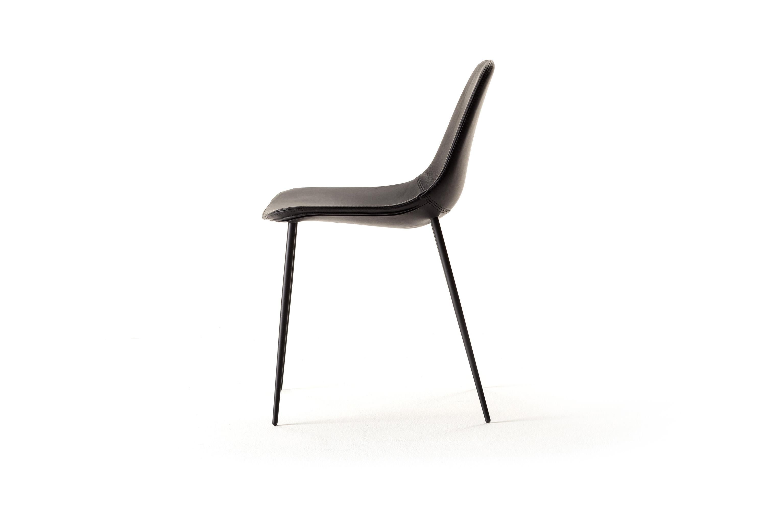 Im Angebot: Opinion Ciatti Mammamia: Nicht stapelbarer Stuhl aus Leder, Black (Black Leather with Black Structure) 2