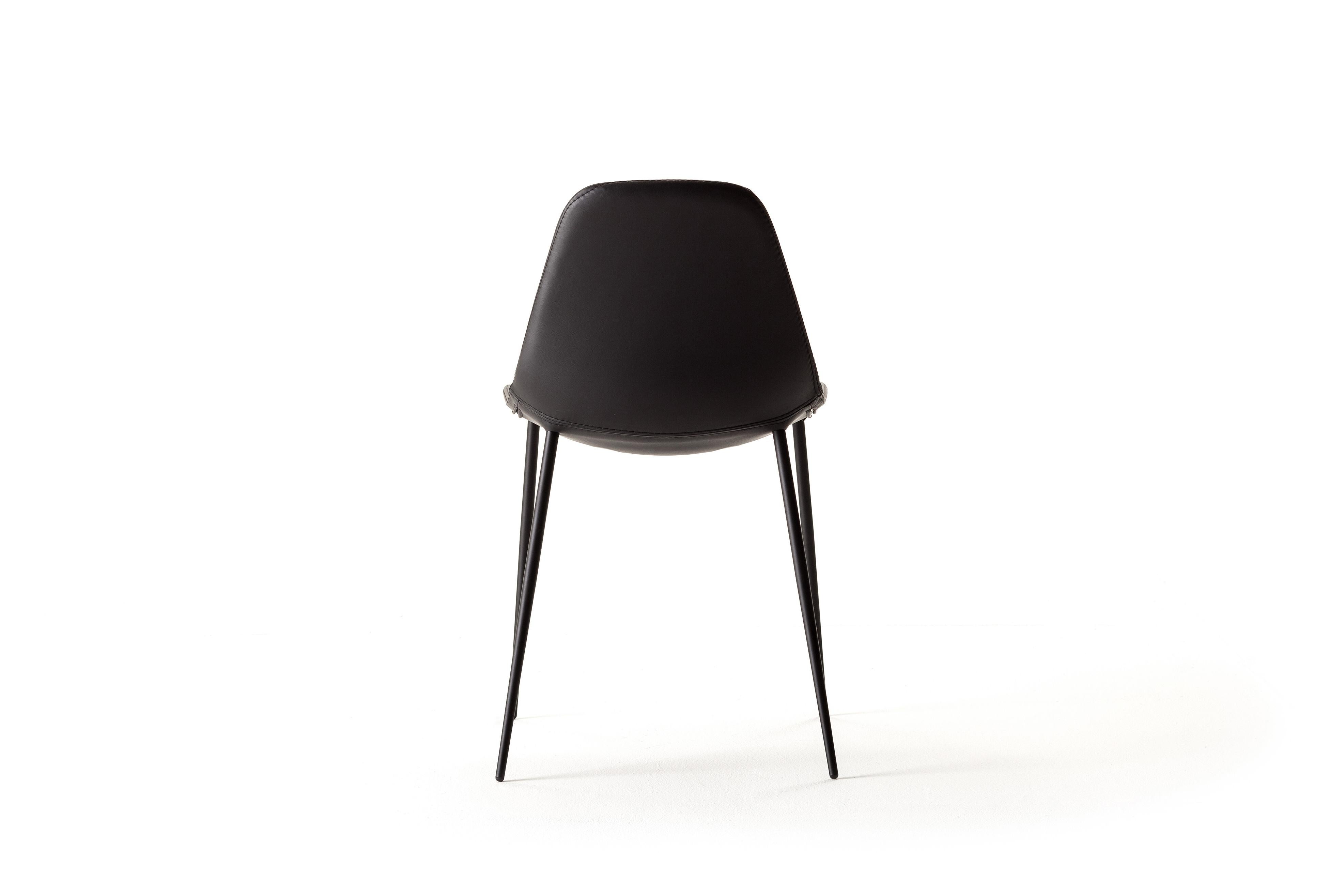 For Sale: Black (Black Leather with Black Structure) Opinion Ciatti Mammamia Leather Non Stackable Chair 3