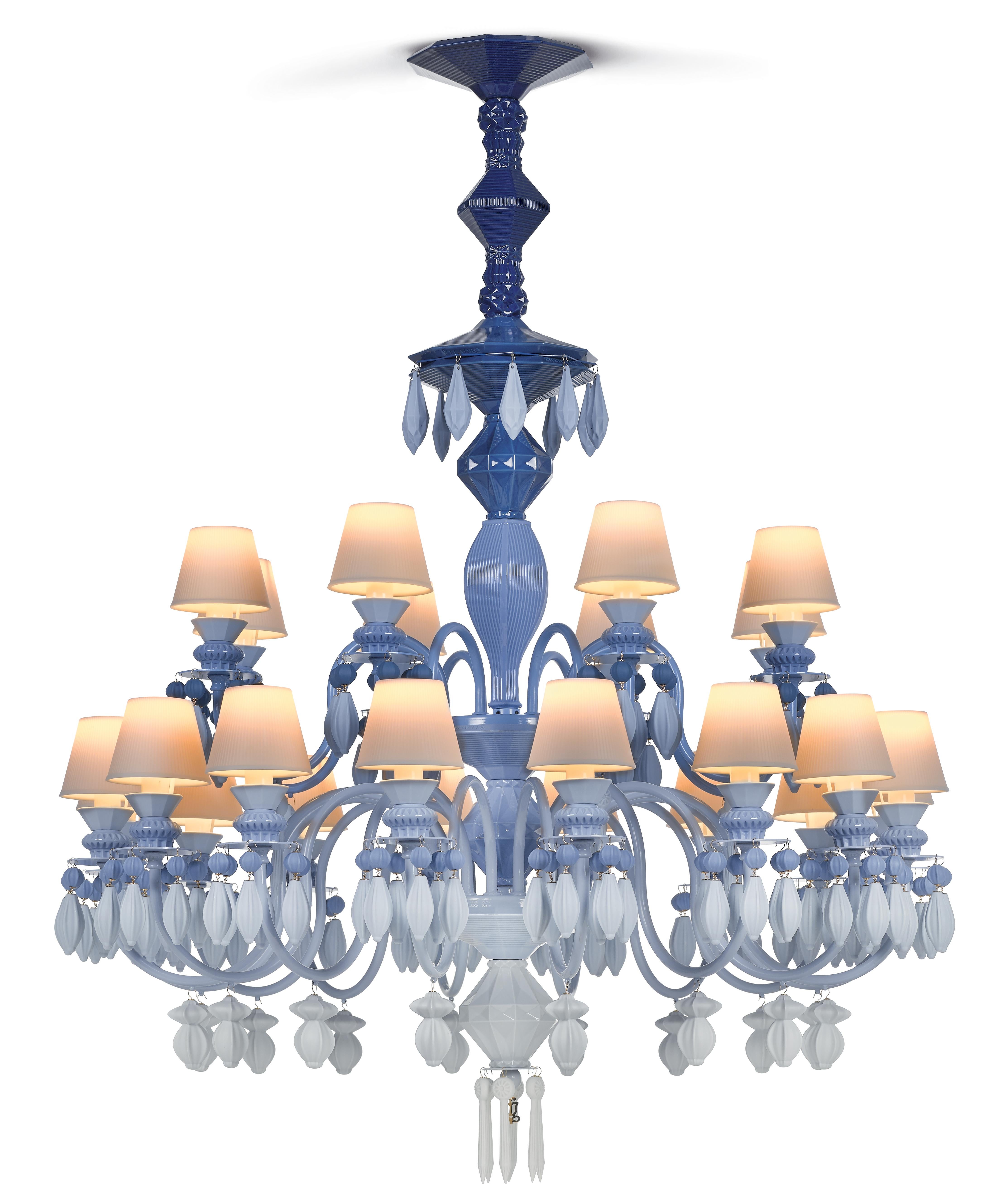 For Sale: Blue Lladro Belle de Nuit 24-Light Chandelier