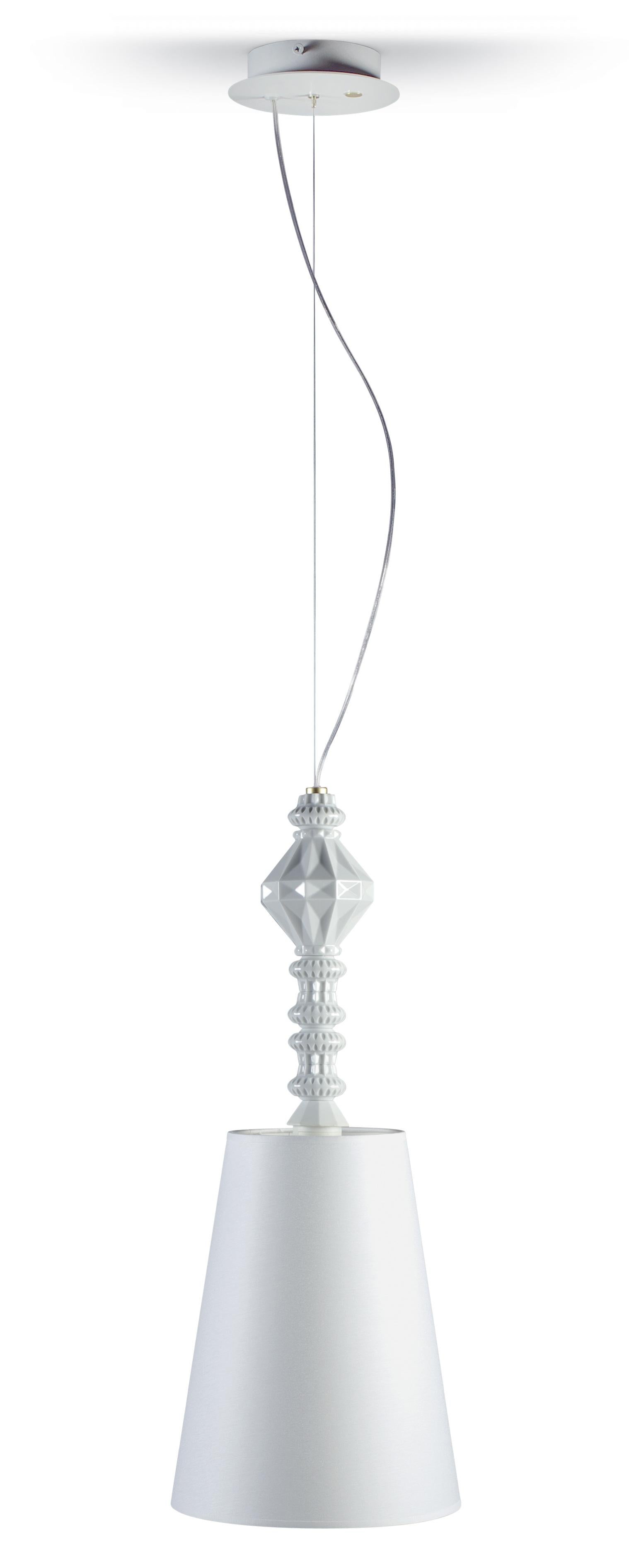 White Lladro Belle de Nuit Ceiling Lamp I by