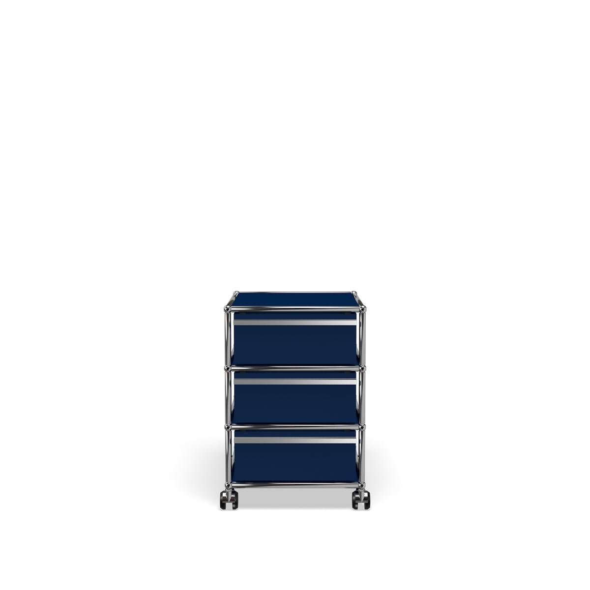 En vente : Blue (Steel Blue) USM Haller Système de rangement en V sur piédestal