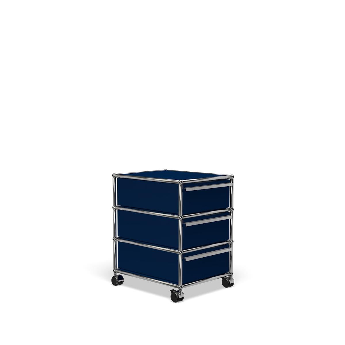 in vendita: Blue (Steel Blue) Sistema di archiviazione a V con piedistallo Usm Haller 2