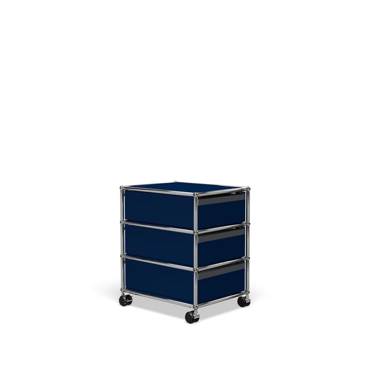 in vendita: Blue (Steel Blue) Sistema di archiviazione a V con piedistallo Usm Haller 5