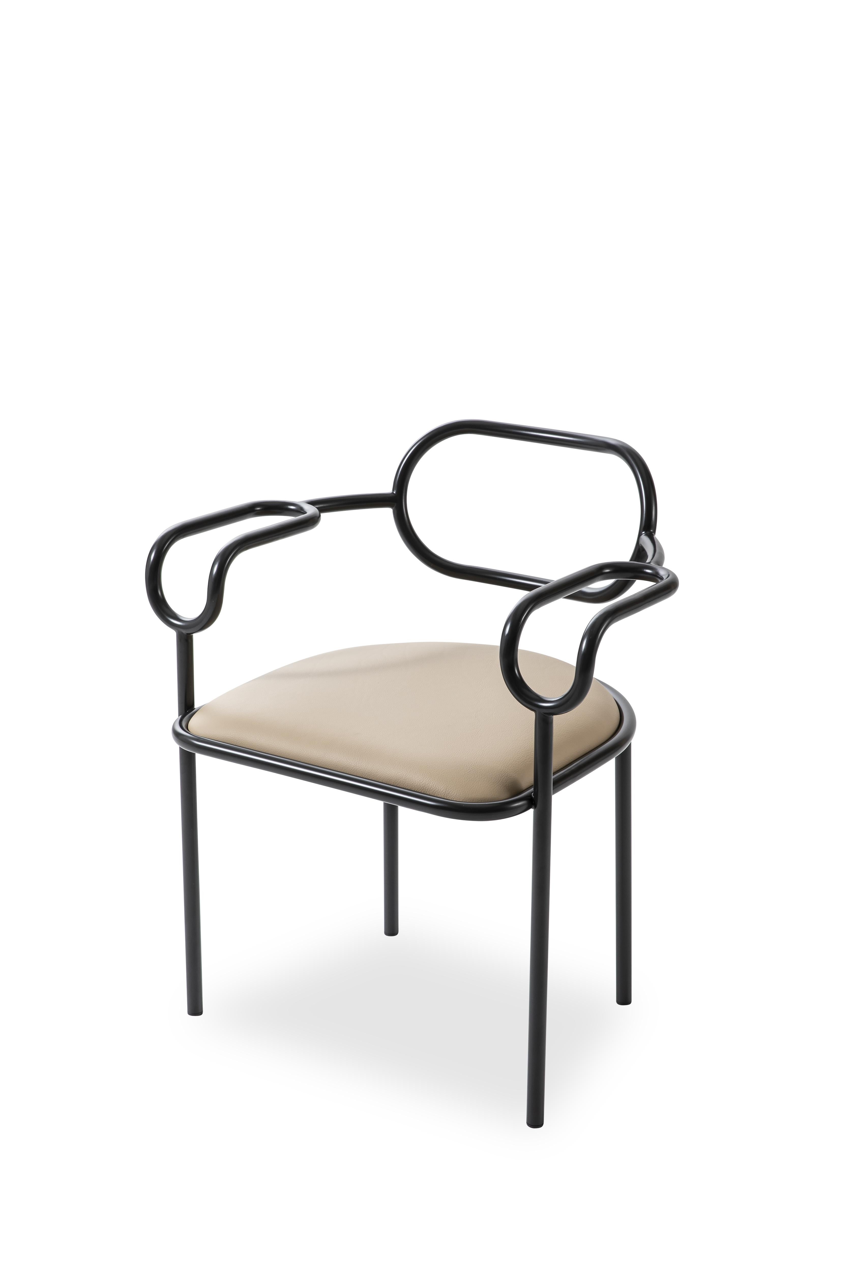 For Sale: Beige (PC_22_Leather 914G) Shiro Kuramata 01 Chair in Polished Chrome or Matte Varnish for Cappellini 2