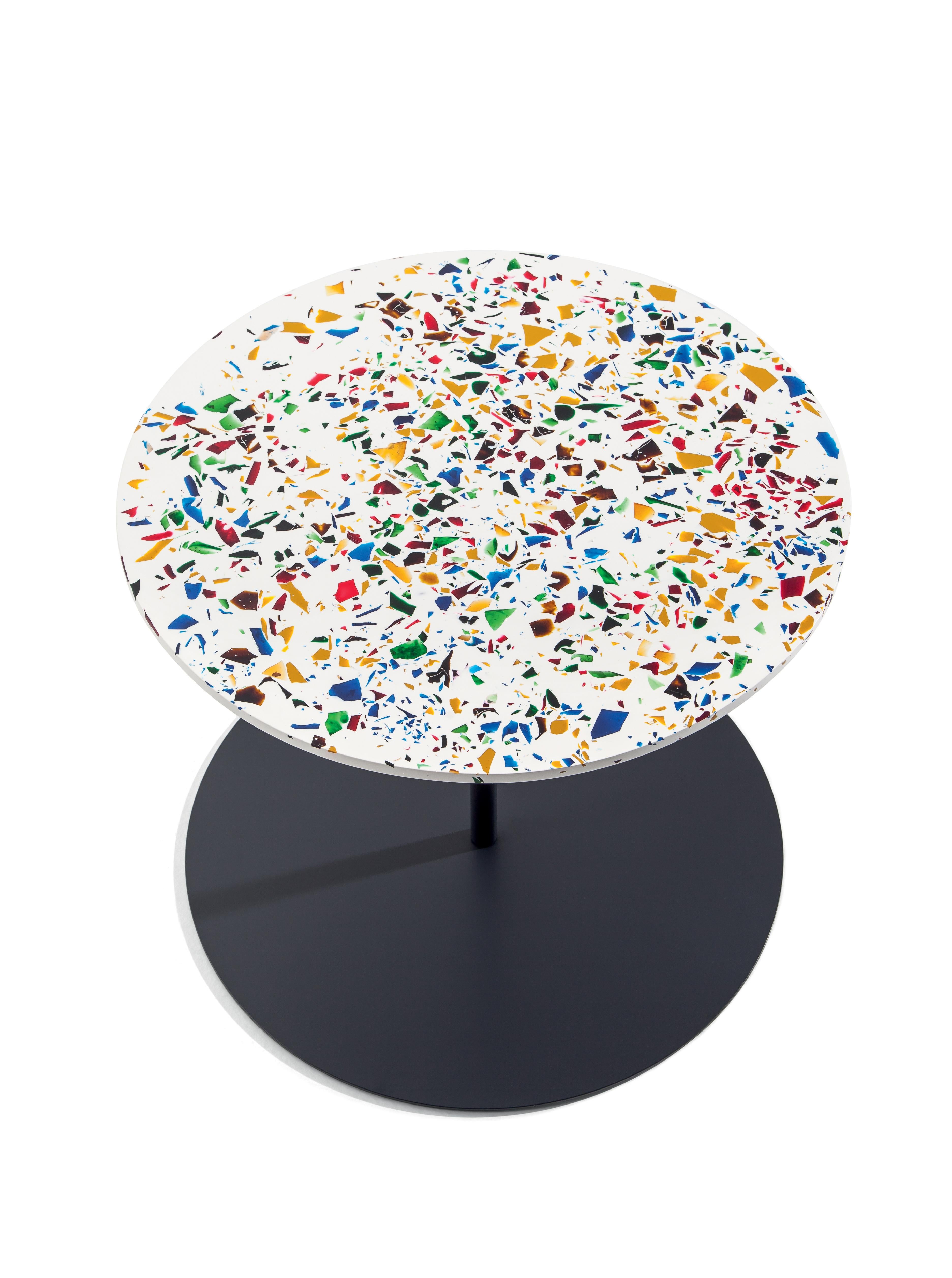 For Sale: Black (48_Anthracite) Gong Terrazzo Table in Sheet Metal with Matte Top by Giulio Cappellini 2