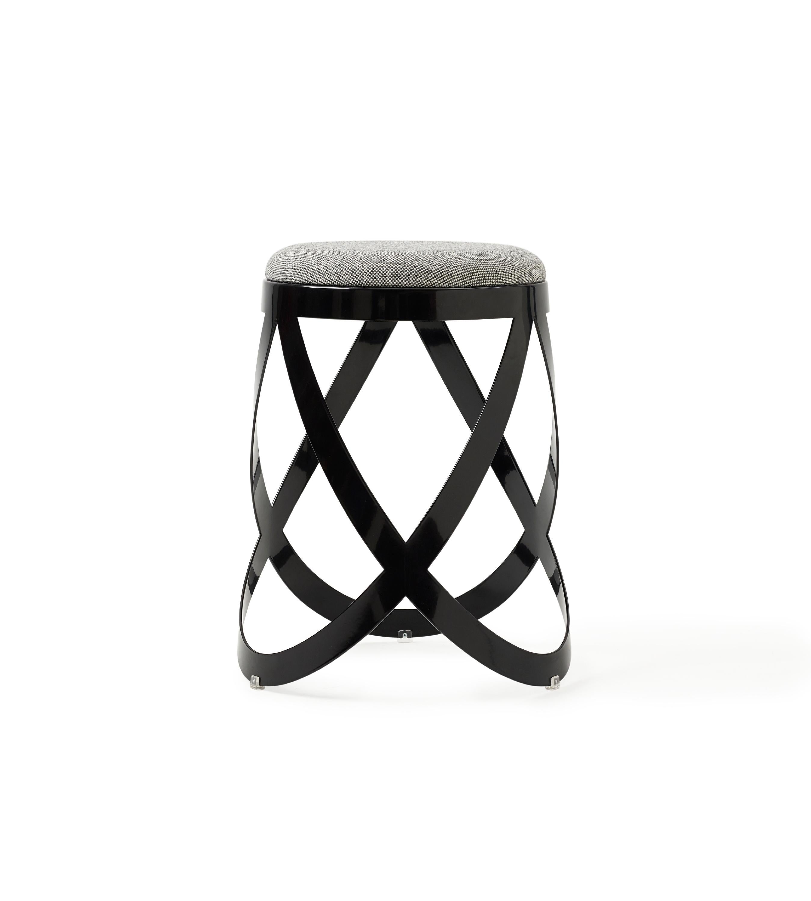 For Sale: Black (48_Anthracite) Nendo Low Ribbon Stools in Sheet Metal with Matte Lacquer Finish for Cappellini 2