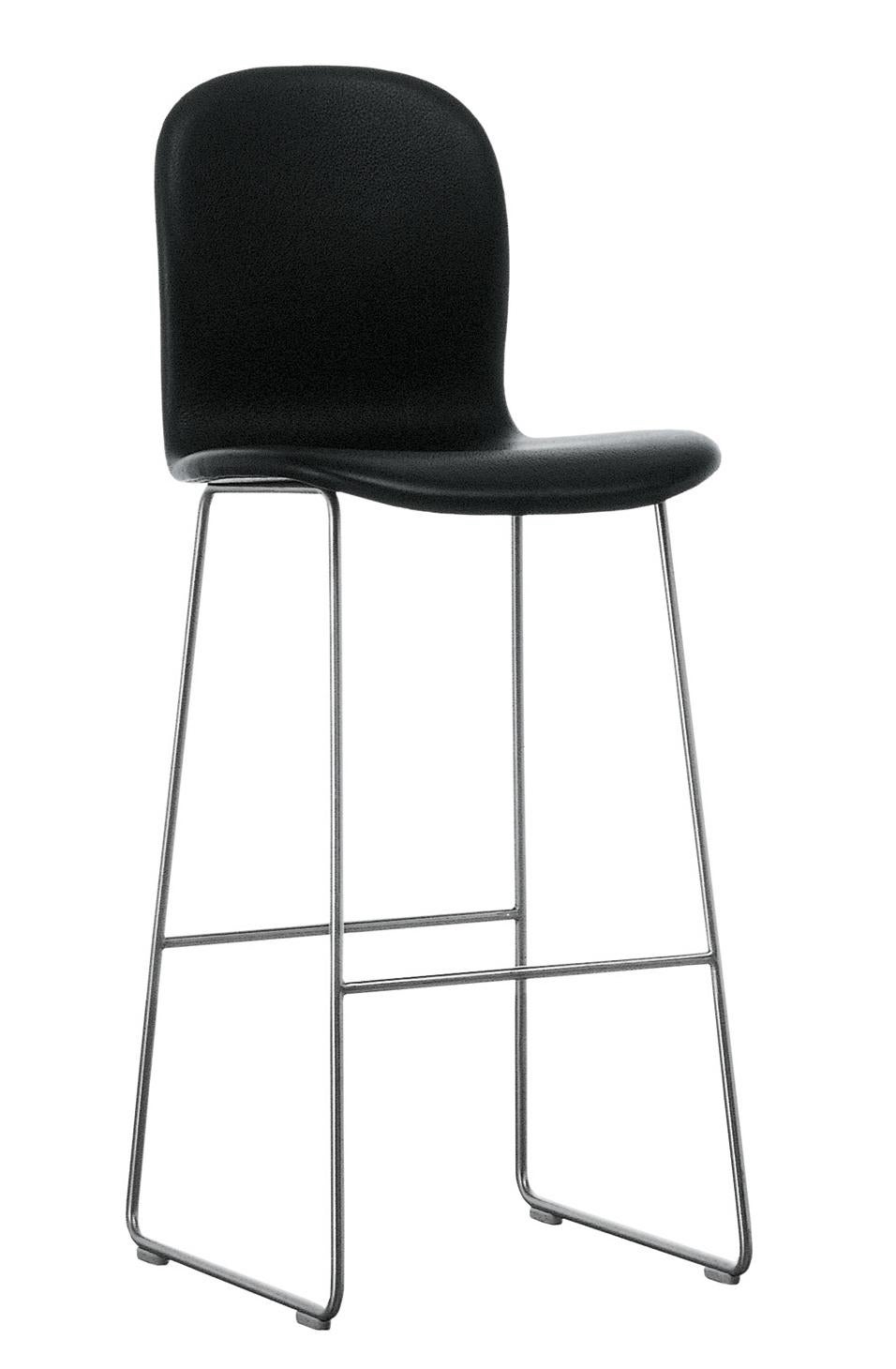 Im Angebot: Jasper Morrison Tate Hocker gepolstert in Stoff oder Leder für Cappellini, Black (Leather 908)