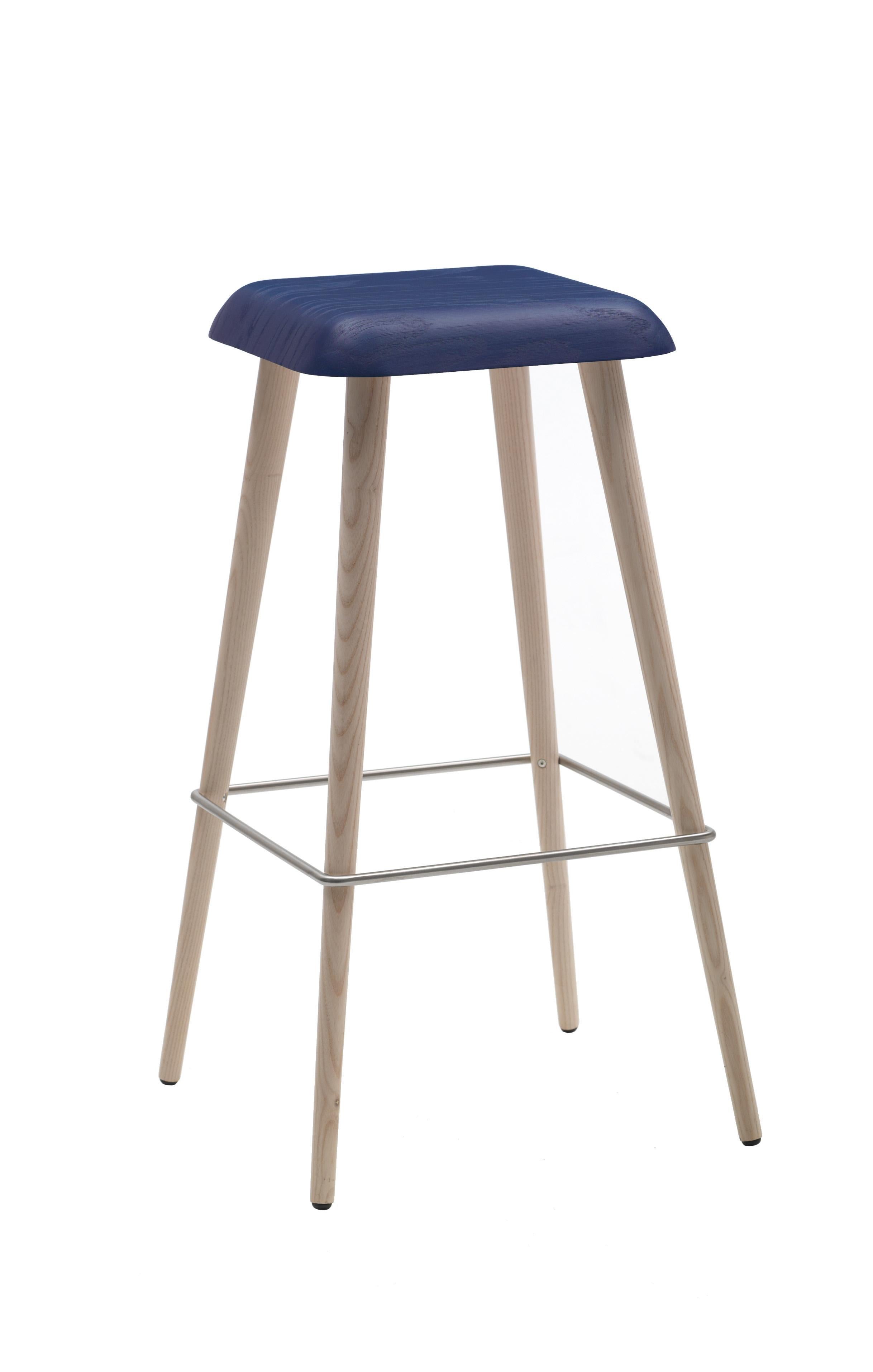 Blue (118_BLUE SHANGHAI ANILINE ASH) Martin Solem Large Daddy Longlegs Stool in Solid Ashwood for Cappellini 2
