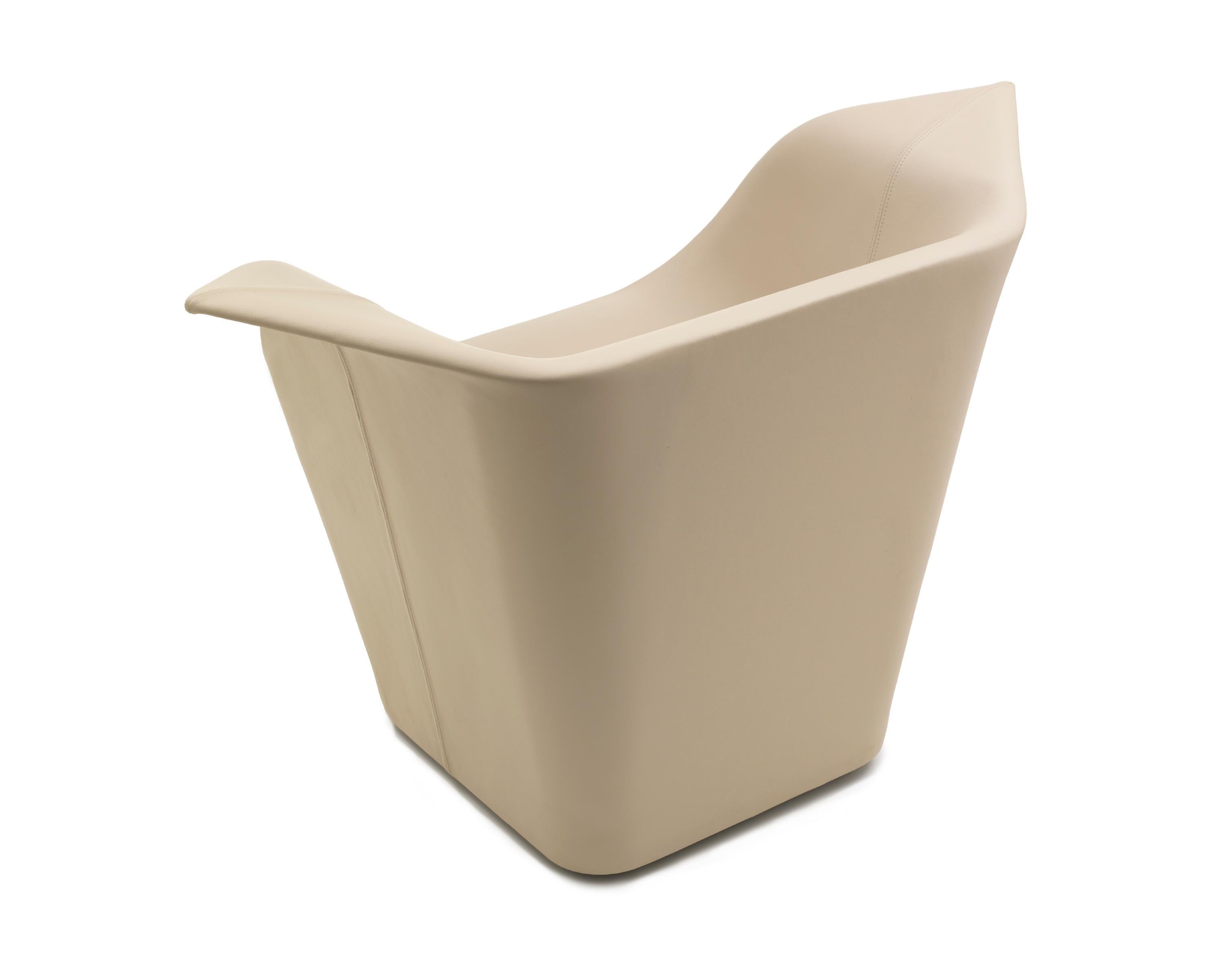 Beige (Leather 914) Benjamin Hubert Garment Armchair in Fabric or Leather Upholstery for Cappellini 2