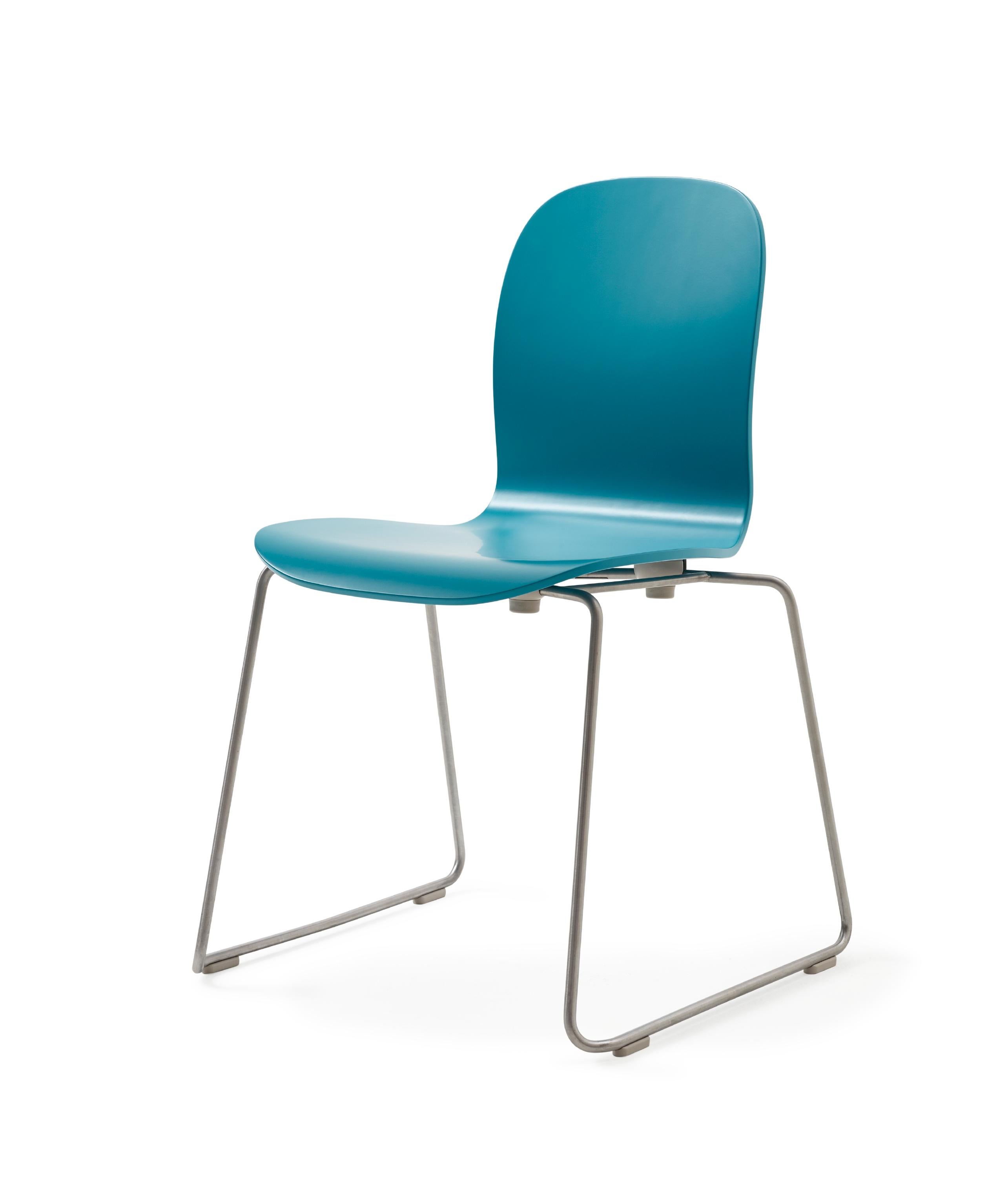 Blue (77_PETROL BLUE) Jasper Morrison Tate Chair in Beech Plywood with Matte Lacquer for Cappellini 2