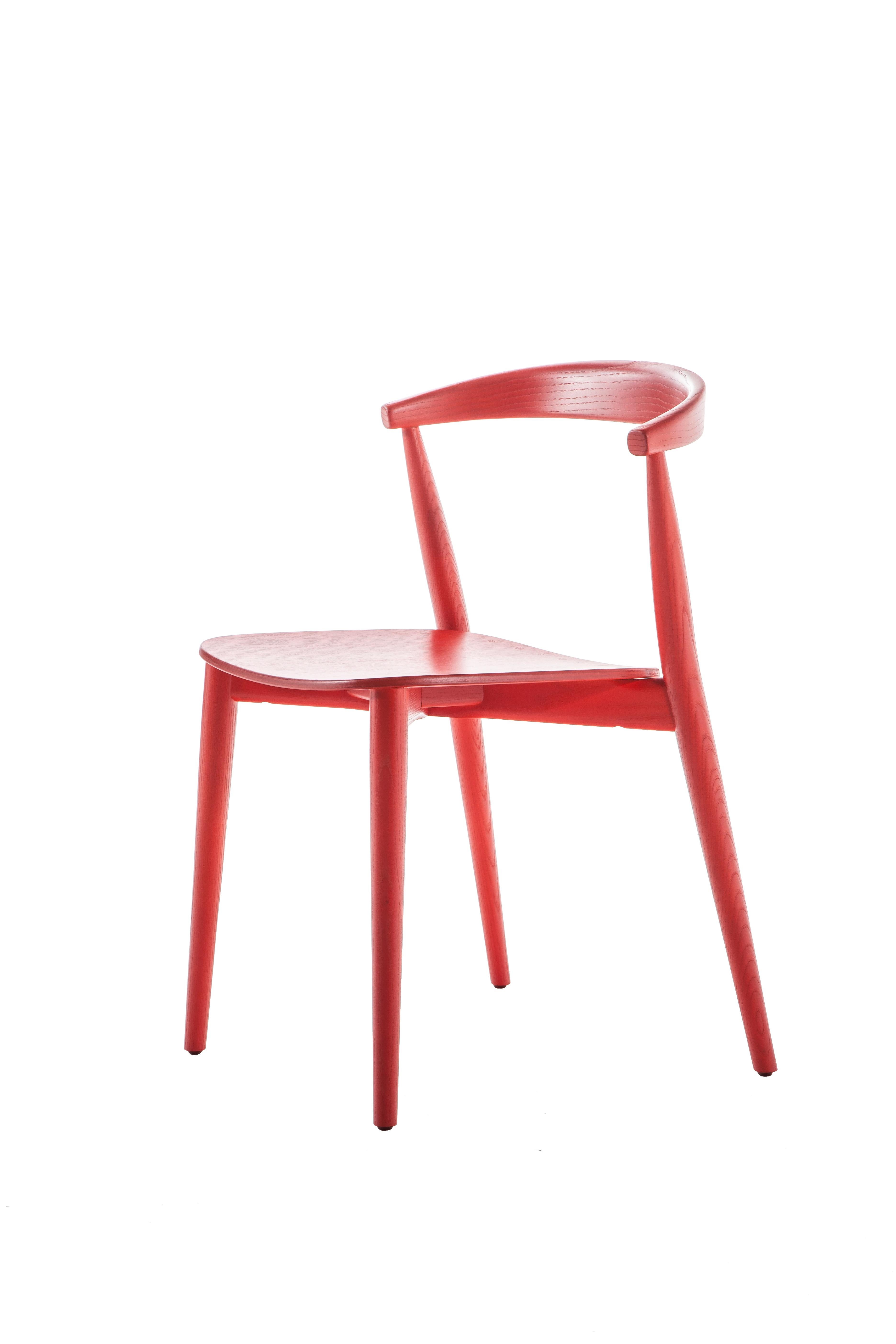 For Sale: Orange (A10 Cherry Red Aniline Ash) Brogliato Traverso Newood Light Chair in Solid Ashwood for Cappellini