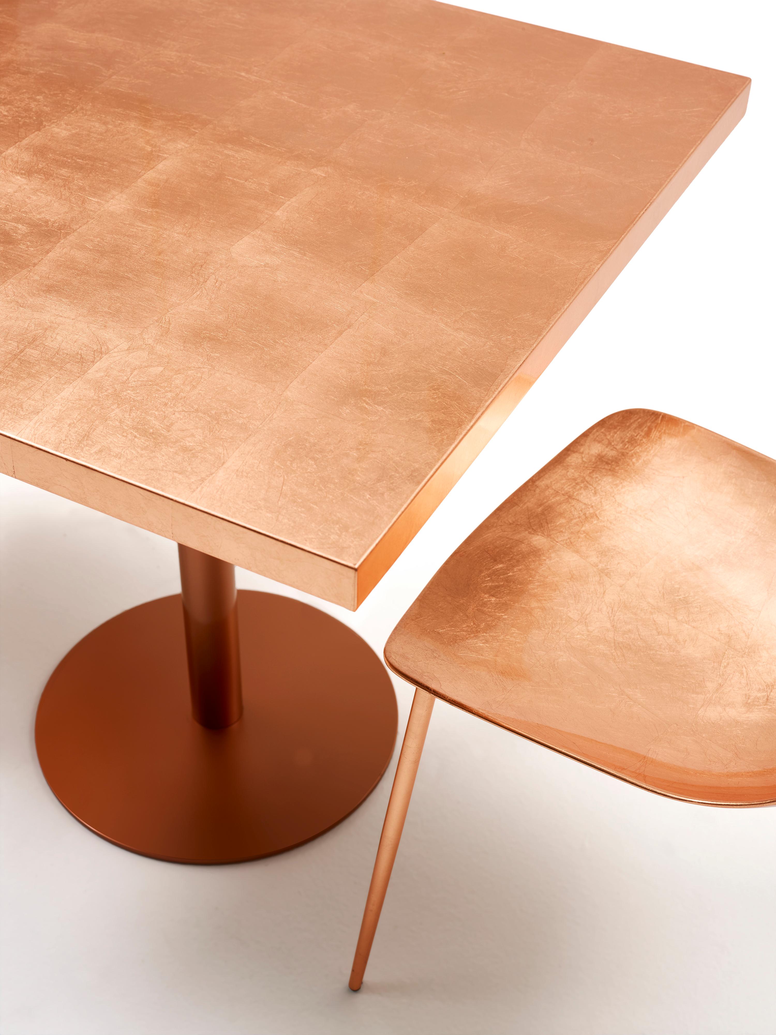 For Sale: Brown (Glossy Copper Leaf Top with Matte Copper Base) Opinion Ciatti ILtavolo Caffé Small Square Table 2