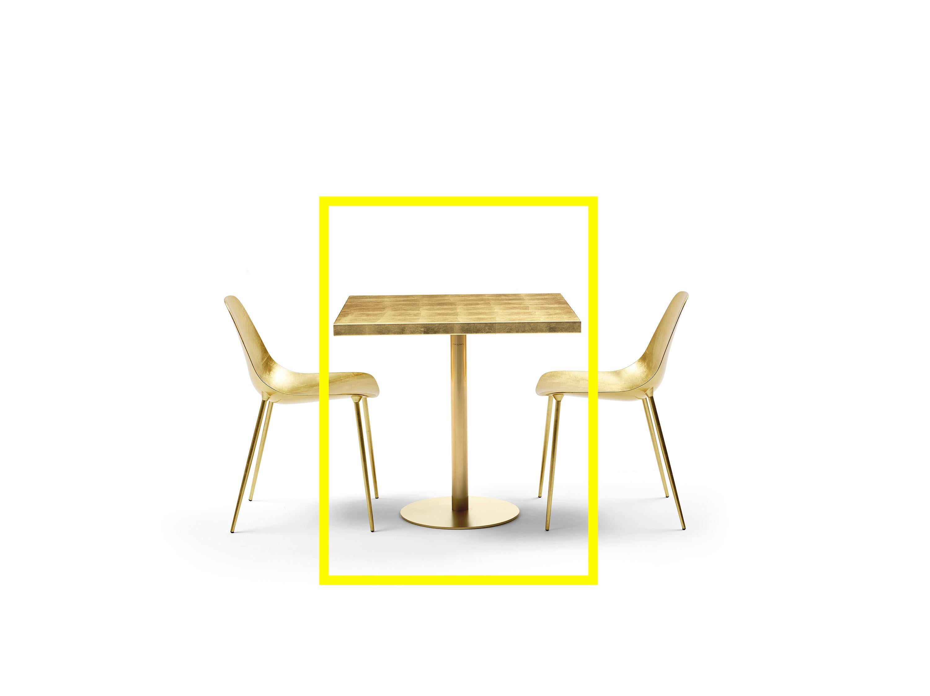 For Sale: Gold (Glossy Gold Leaf Top with Matte Gold Base) Opinion Ciatti ILtavolo Caffé Small Square Table 2