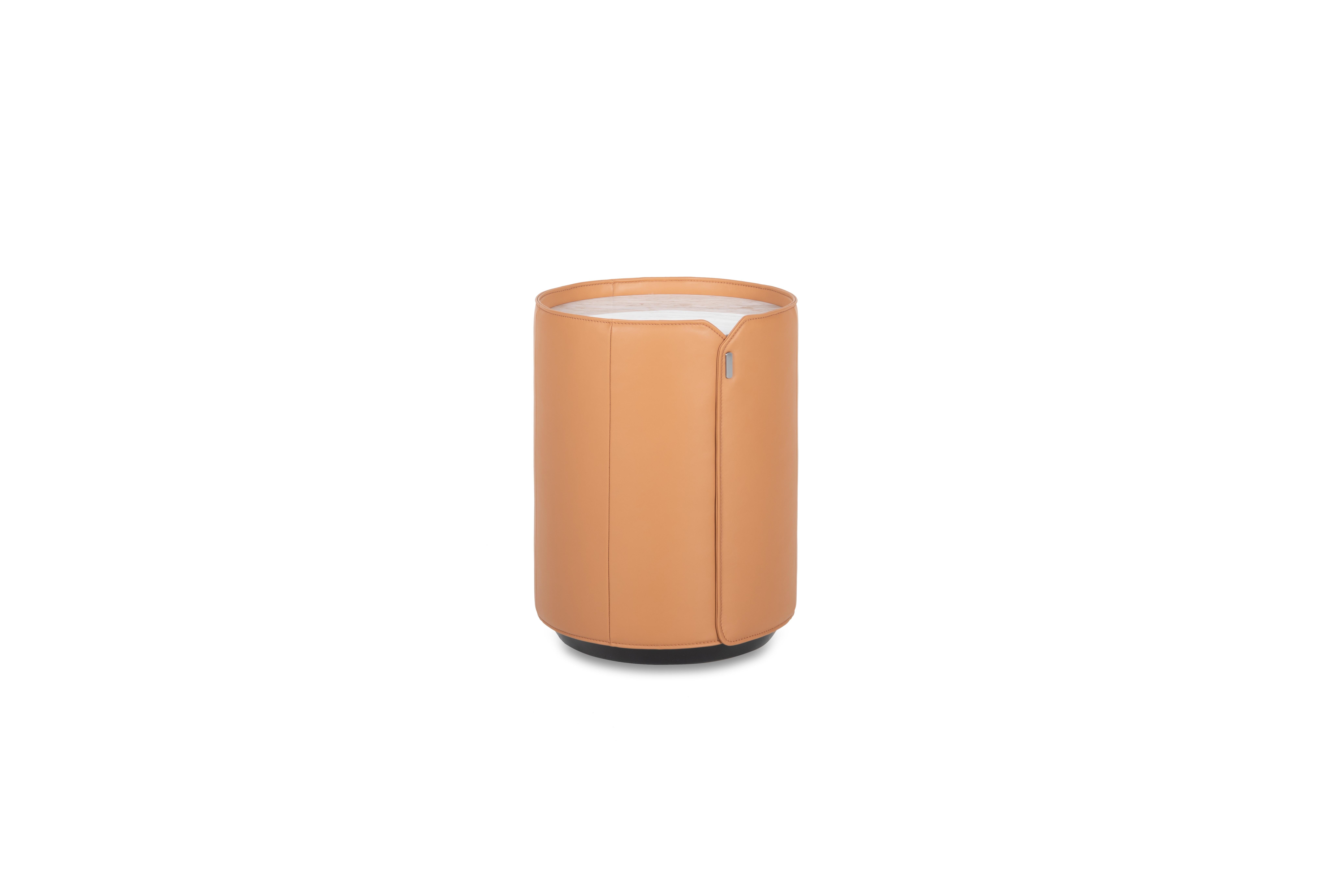 For Sale: Brown (Nougat) DS-5020 Cylindrical Leather Tall Side Table by De Sede