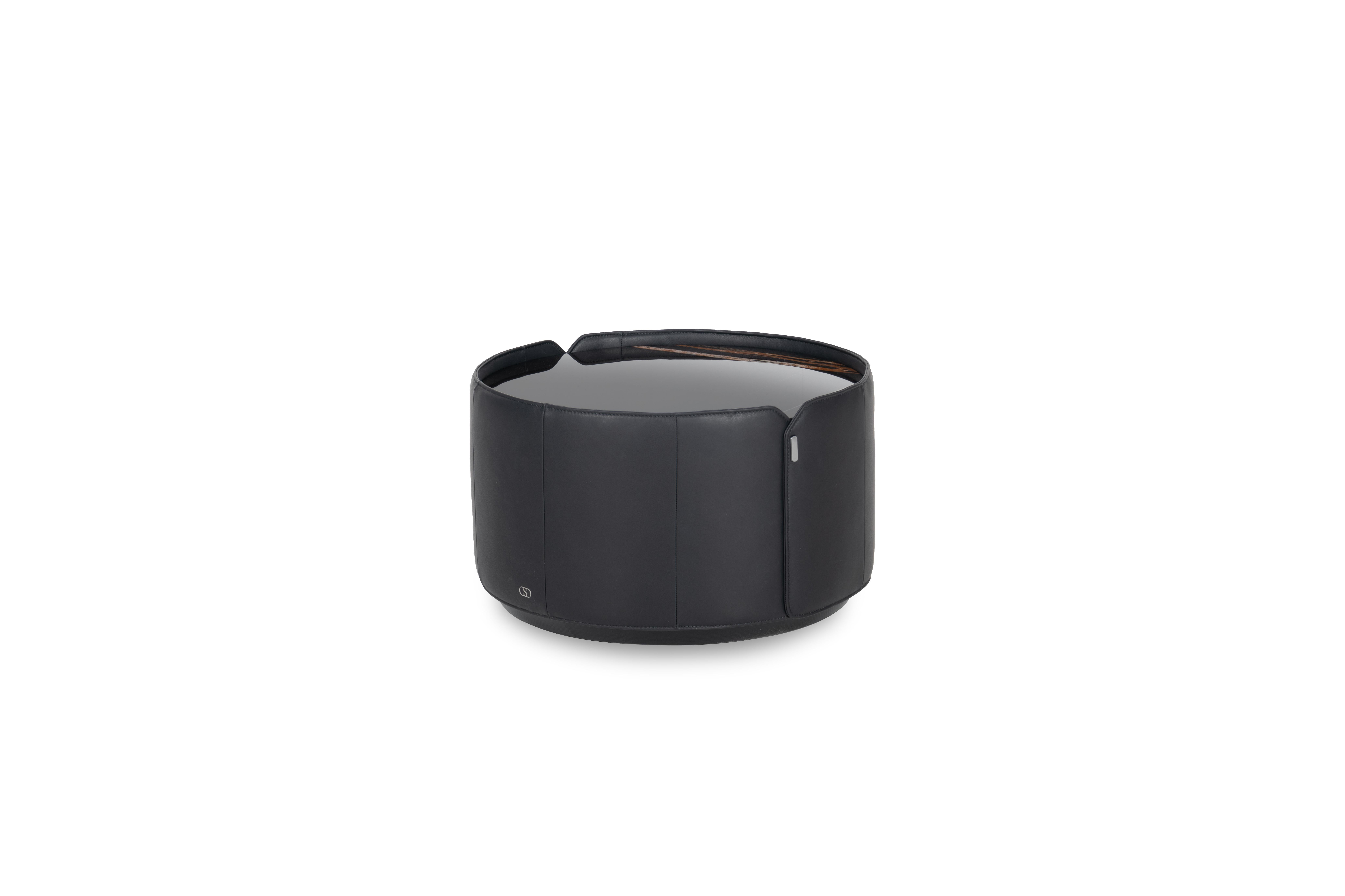 For Sale: Black DS-5020 Cylindrical Leather Wide Side Table by De Sede