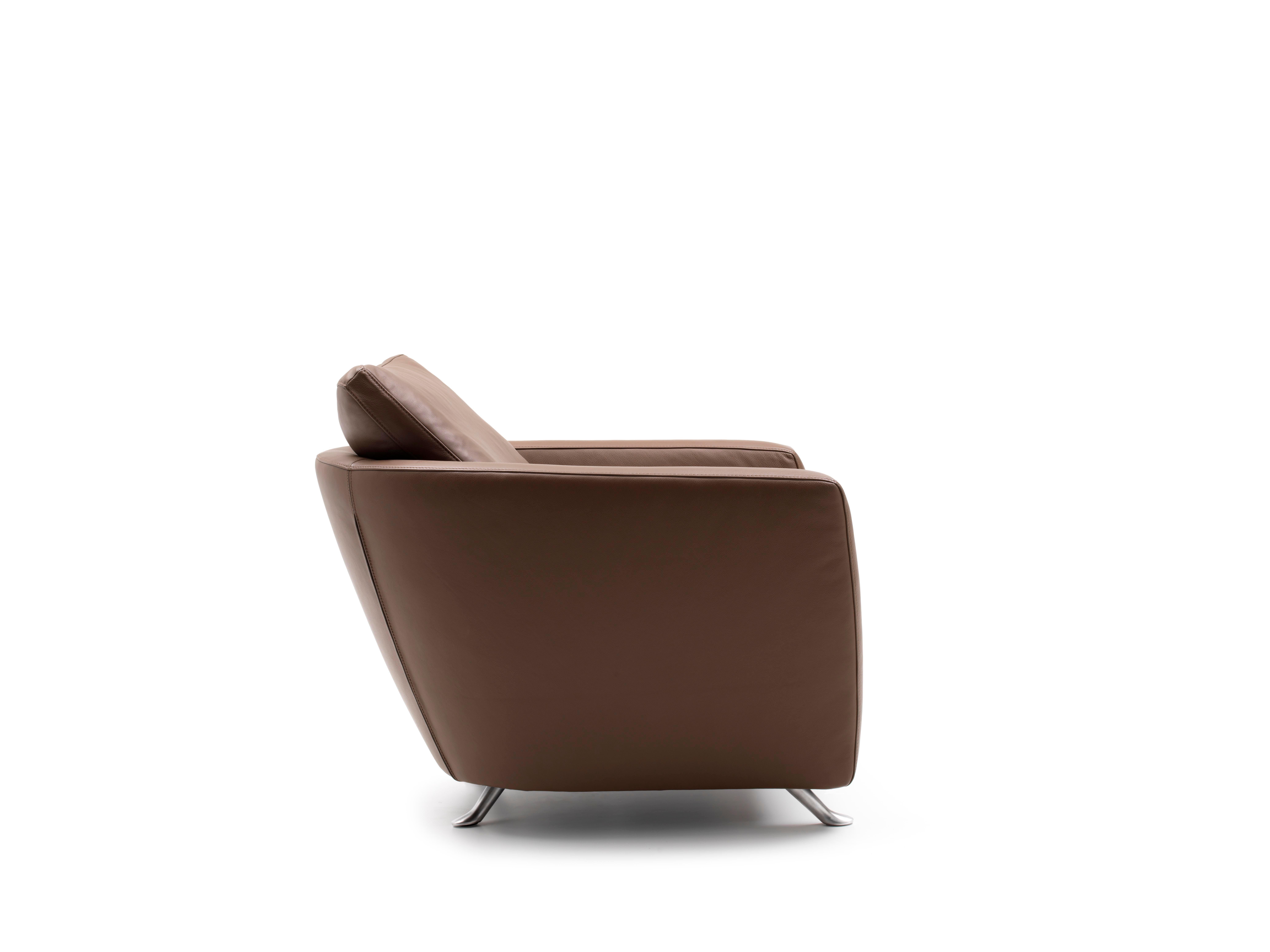 For Sale: Brown (Whisky) Sesam Adjustable Reclining Leather Armchair by FSM 2