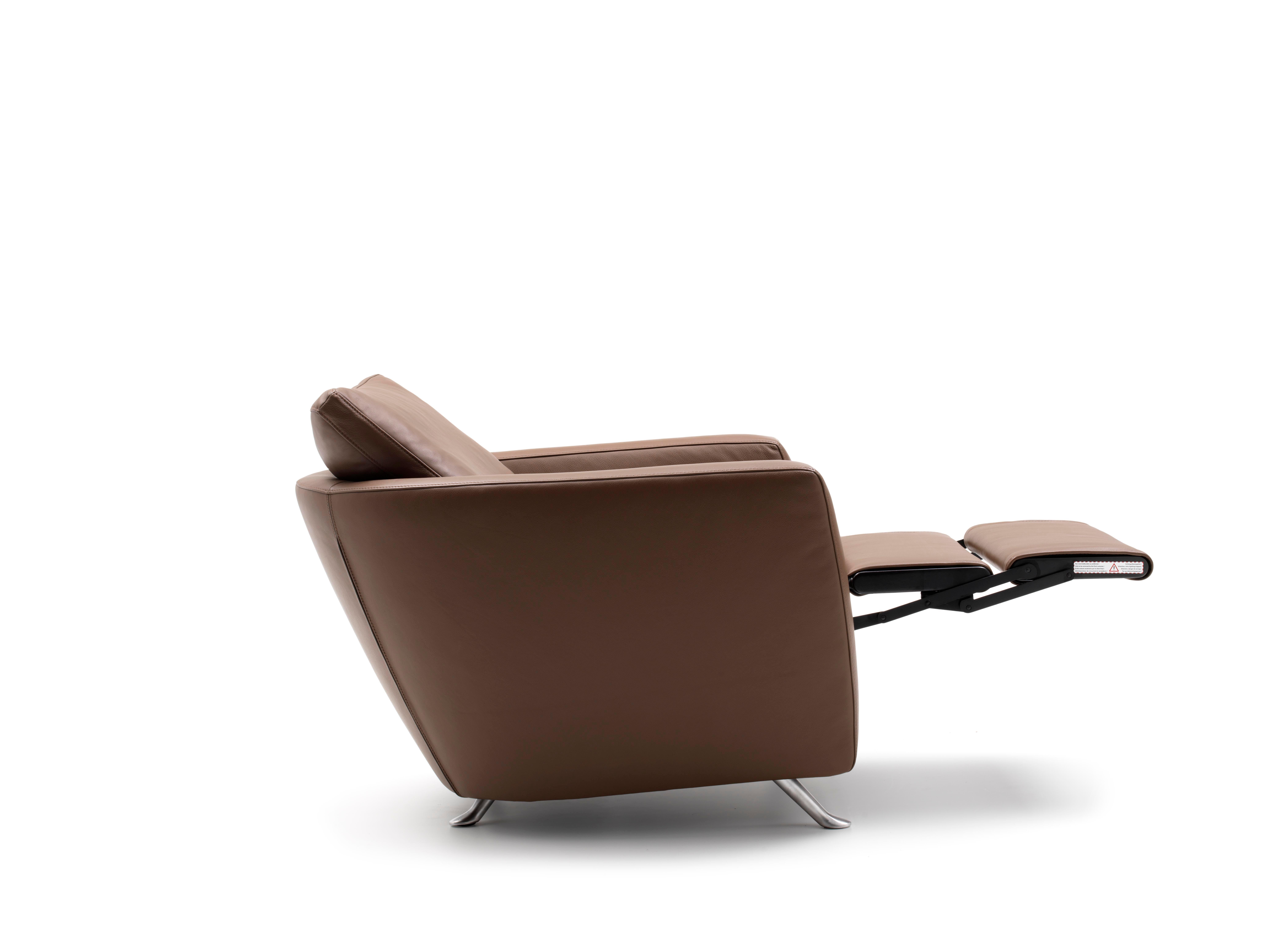 For Sale: Brown (Whisky) Sesam Adjustable Reclining Leather Armchair by FSM 3