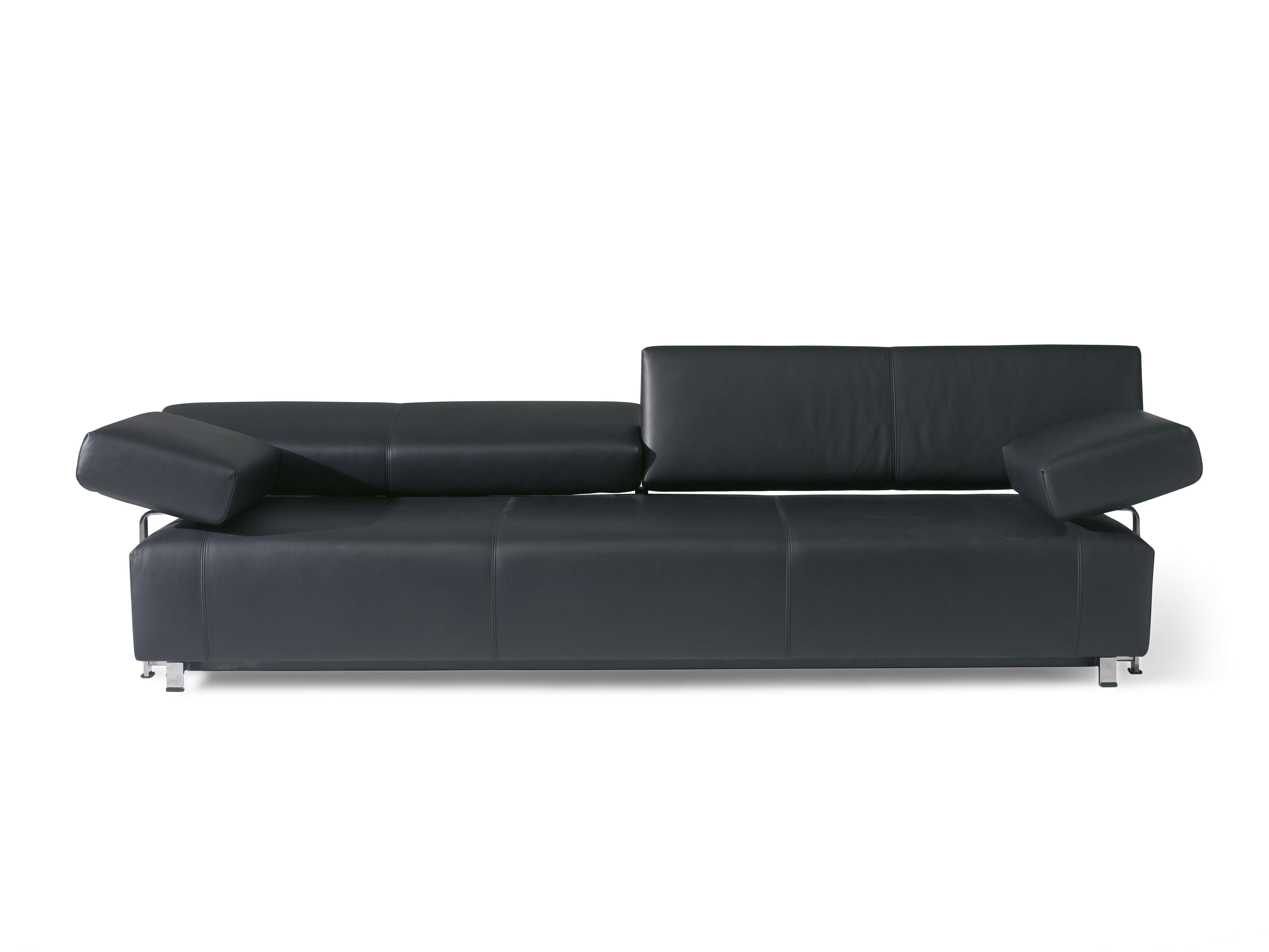 For Sale: Black Velas Adjustable Flat Modular Leather Sofa by FSM