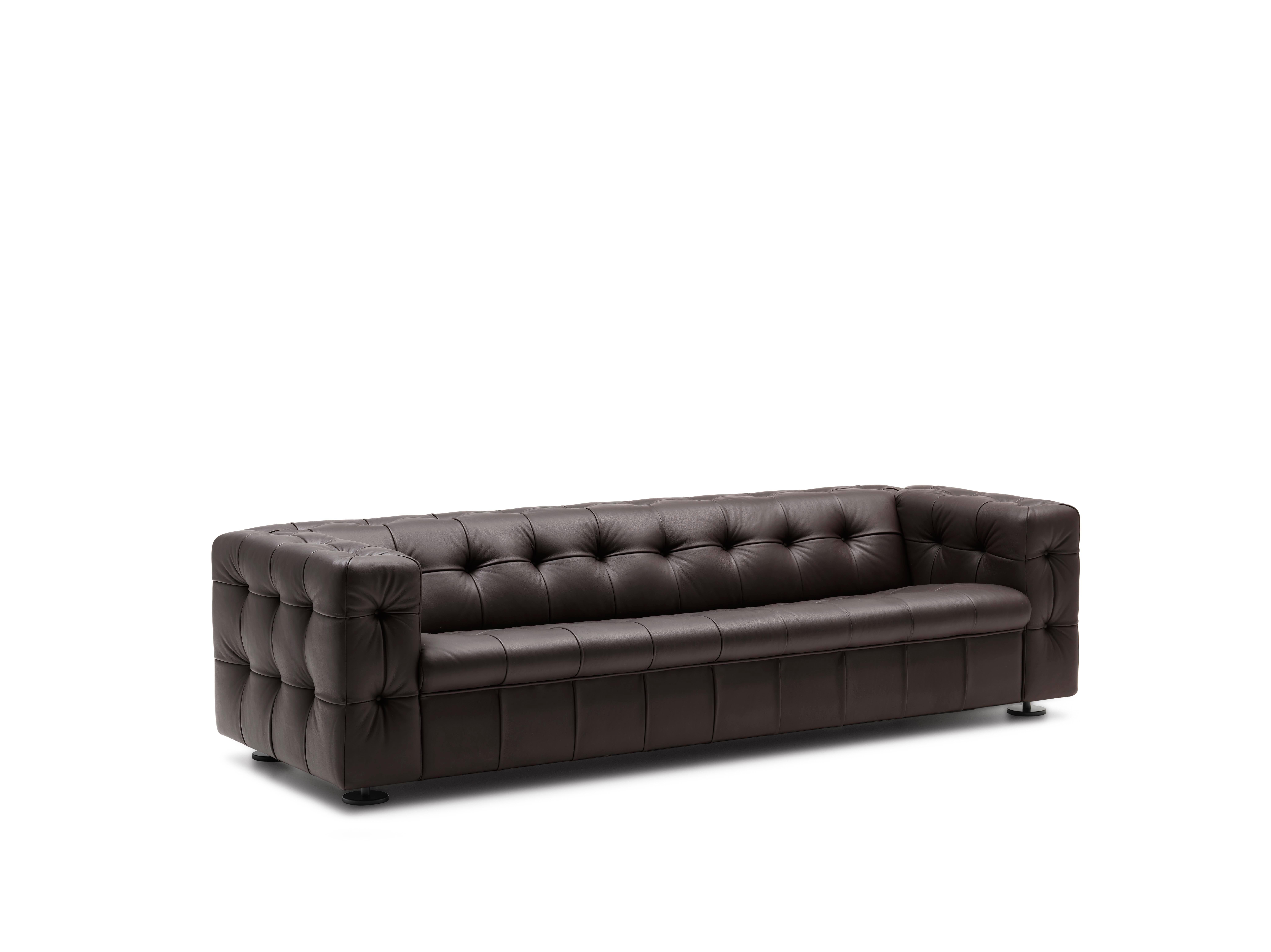 For Sale: Brown (Cigarro) RH-306 Large Tufted Leather Chesterfield Sofa by Robert Haussmann 2