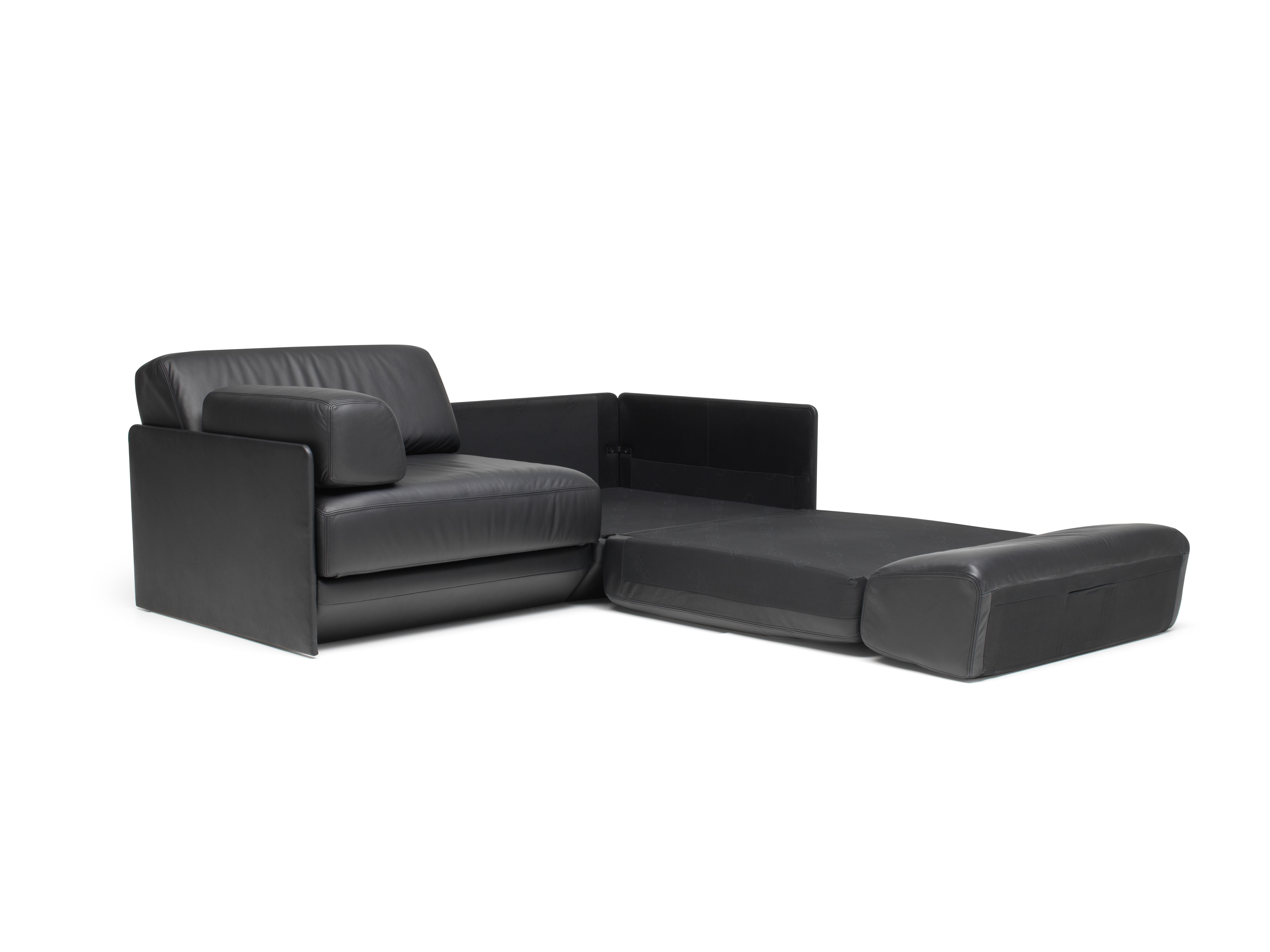 For Sale: Black DS-76 Convertible Leather Modern Sofa or Daybed by De Sede 2